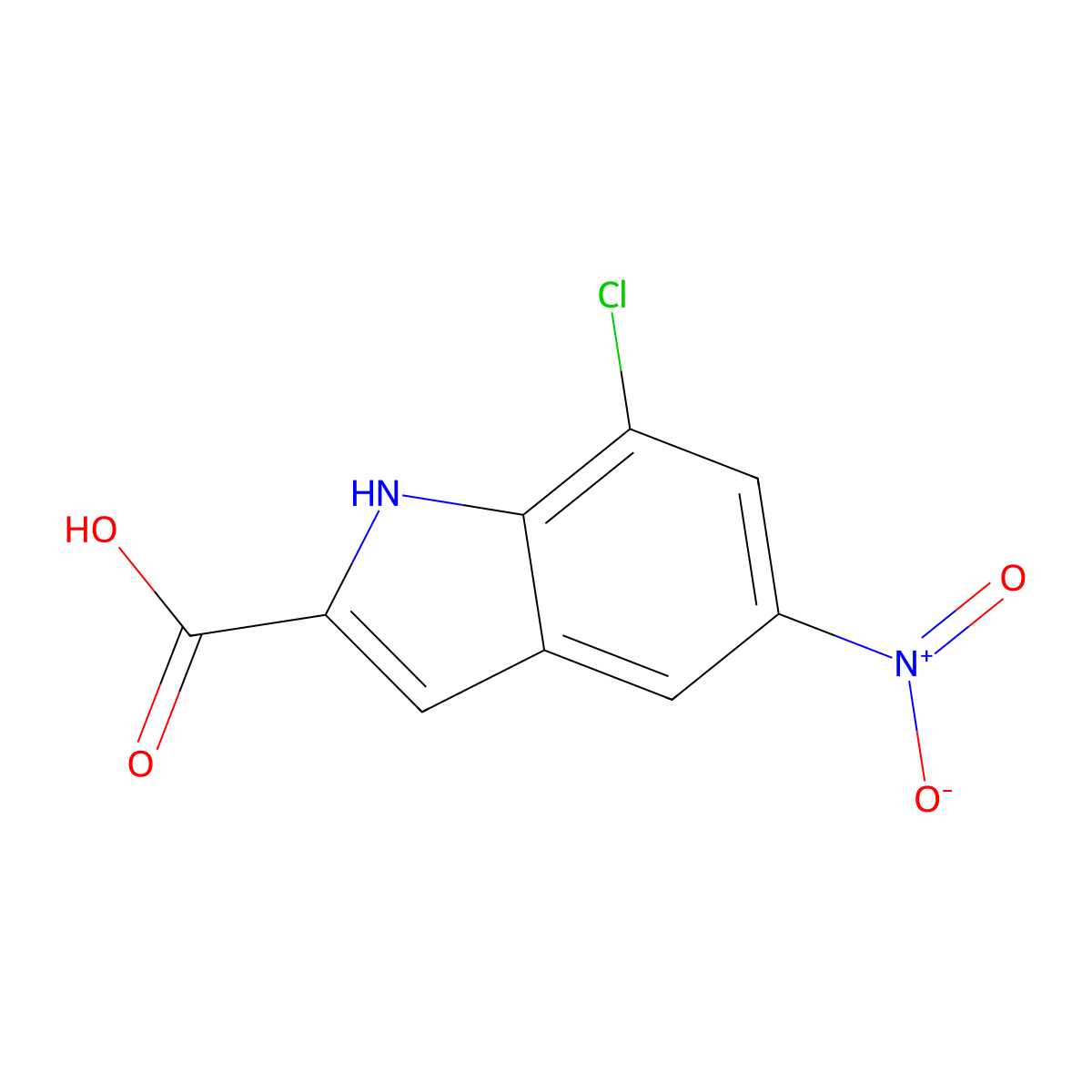7-chloro-5-nitro-1H-indole-2-carboxylic acid molecular structure, CAS 1391602-03-1