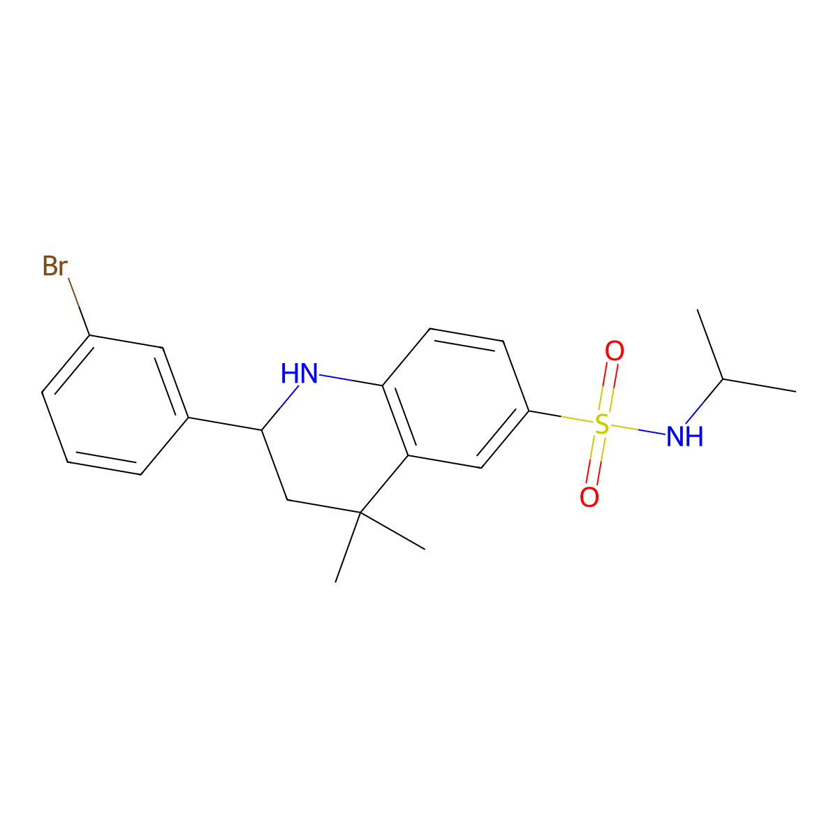 2-(3-Bromophenyl)-N-isopropyl-4,4-dimethyl-1,2,3,4-tetrahydroquinoline-6-sulfonamide molecular structure, CAS 1391609-03-2