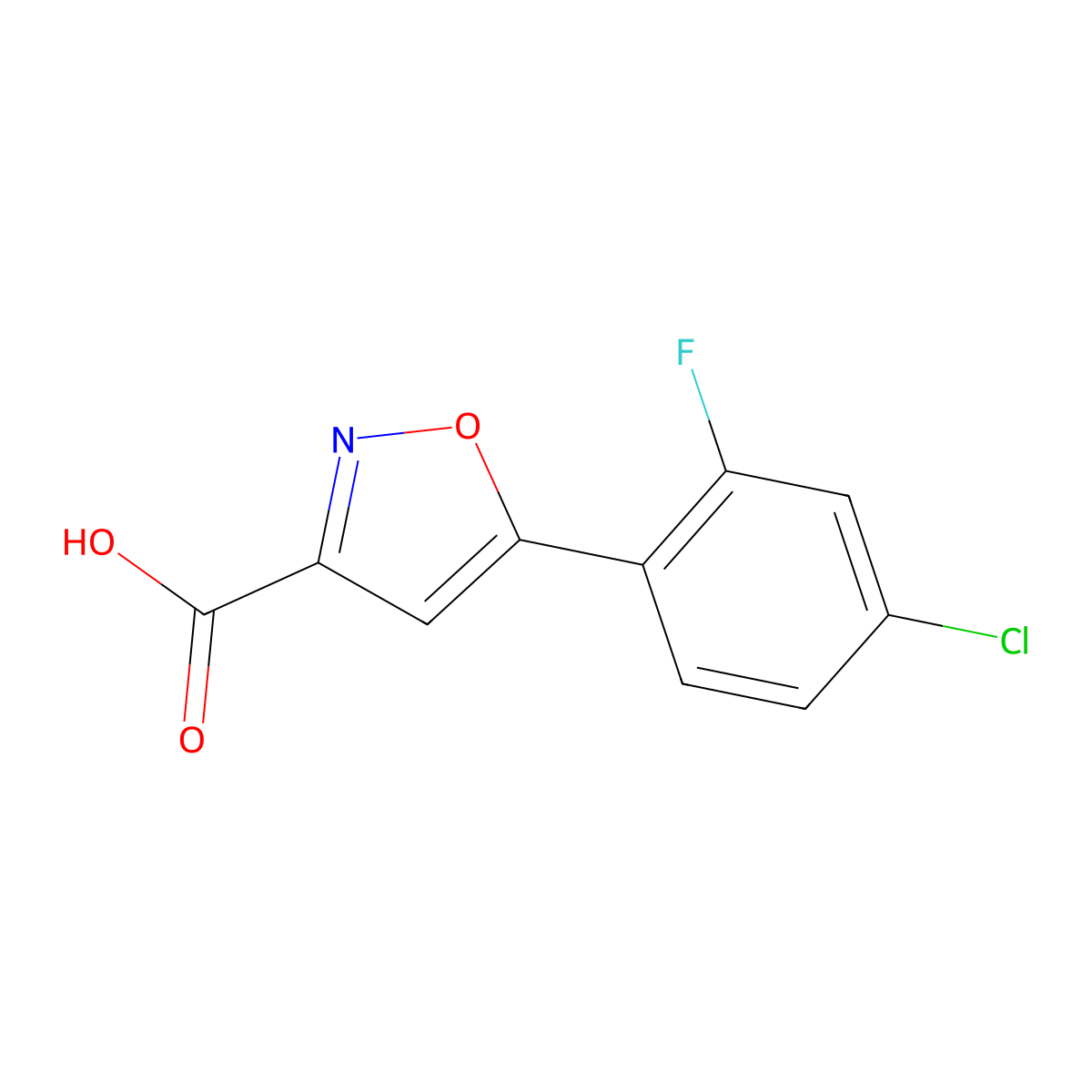 5-(4-Chloro-2-fluorophenyl)-1,2-oxazole-3-carboxylic acid molecular structure, CAS 1391625-42-5