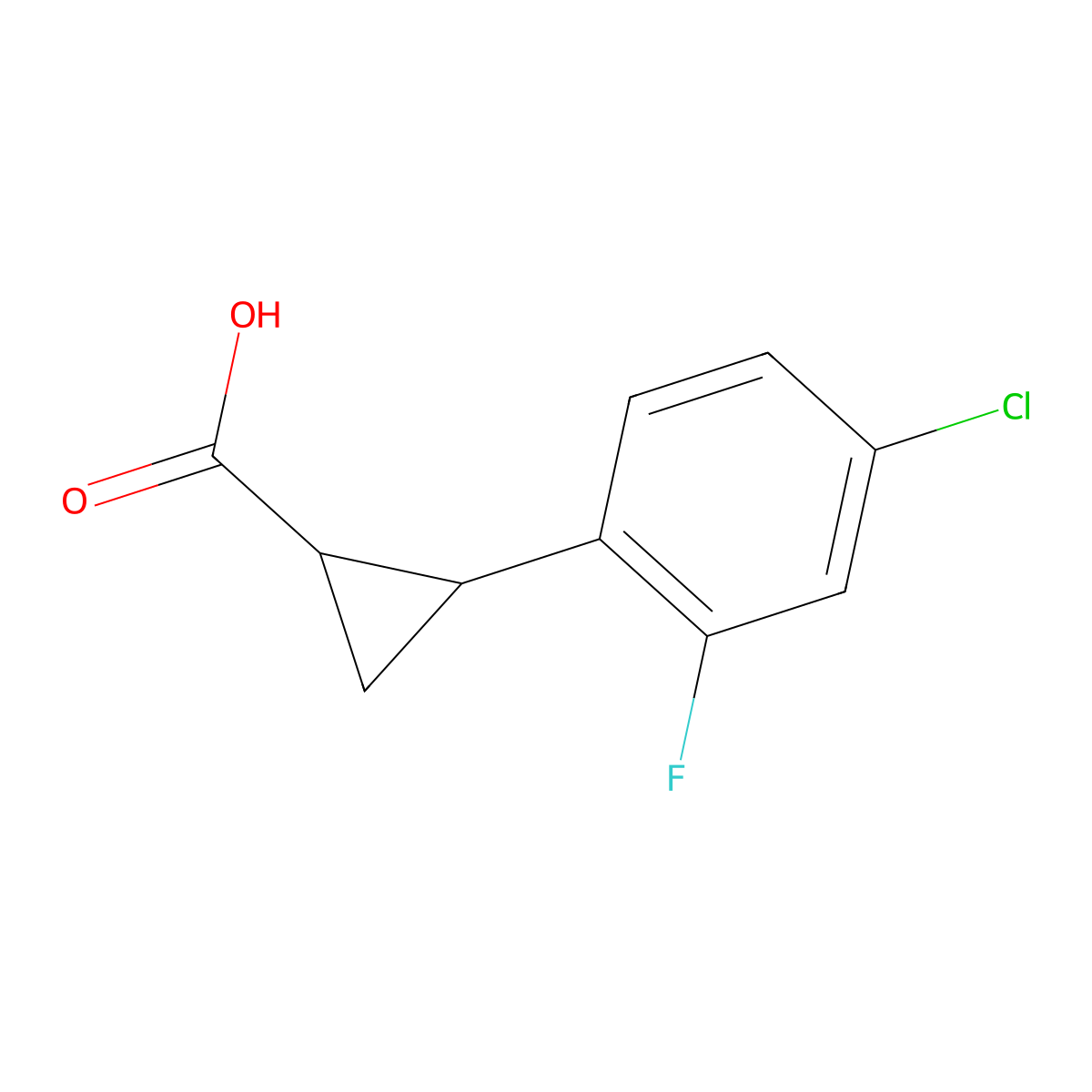 trans-2-(4-Chloro-2-fluorophenyl)cyclopropane-1-carboxylic acid molecular structure, CAS 1391625-50-5
