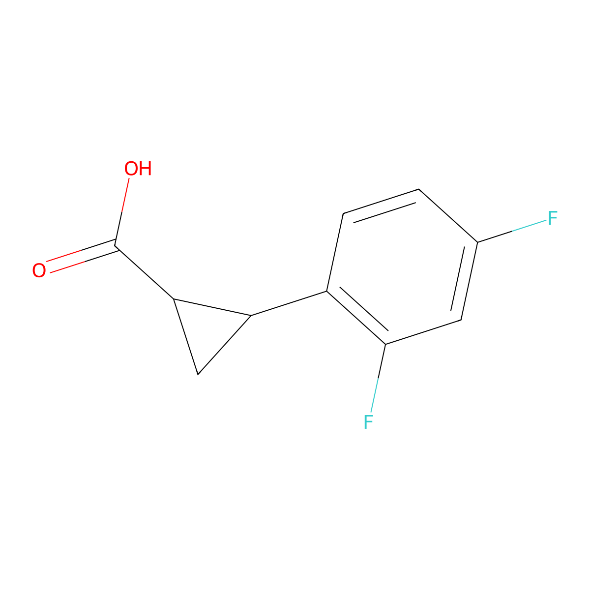 (1R,2R)-2-(2,4-difluorophenyl)cyclopropanecarboxylic acid molecular structure, CAS 1391625-51-6