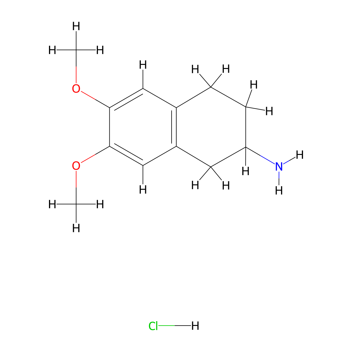 6,7-dimethoxy-1,2,3,4-tetrahydronaphthalen-2-amine Hydrochloride molecular structure, CAS 13917-16-3