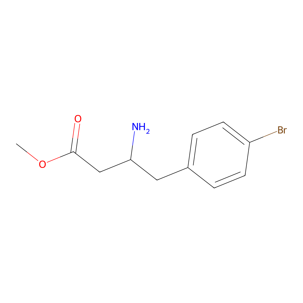 methyl (3R)-3-amino-4-(4-bromophenyl)butanoate molecular structure, CAS 1391704-84-9