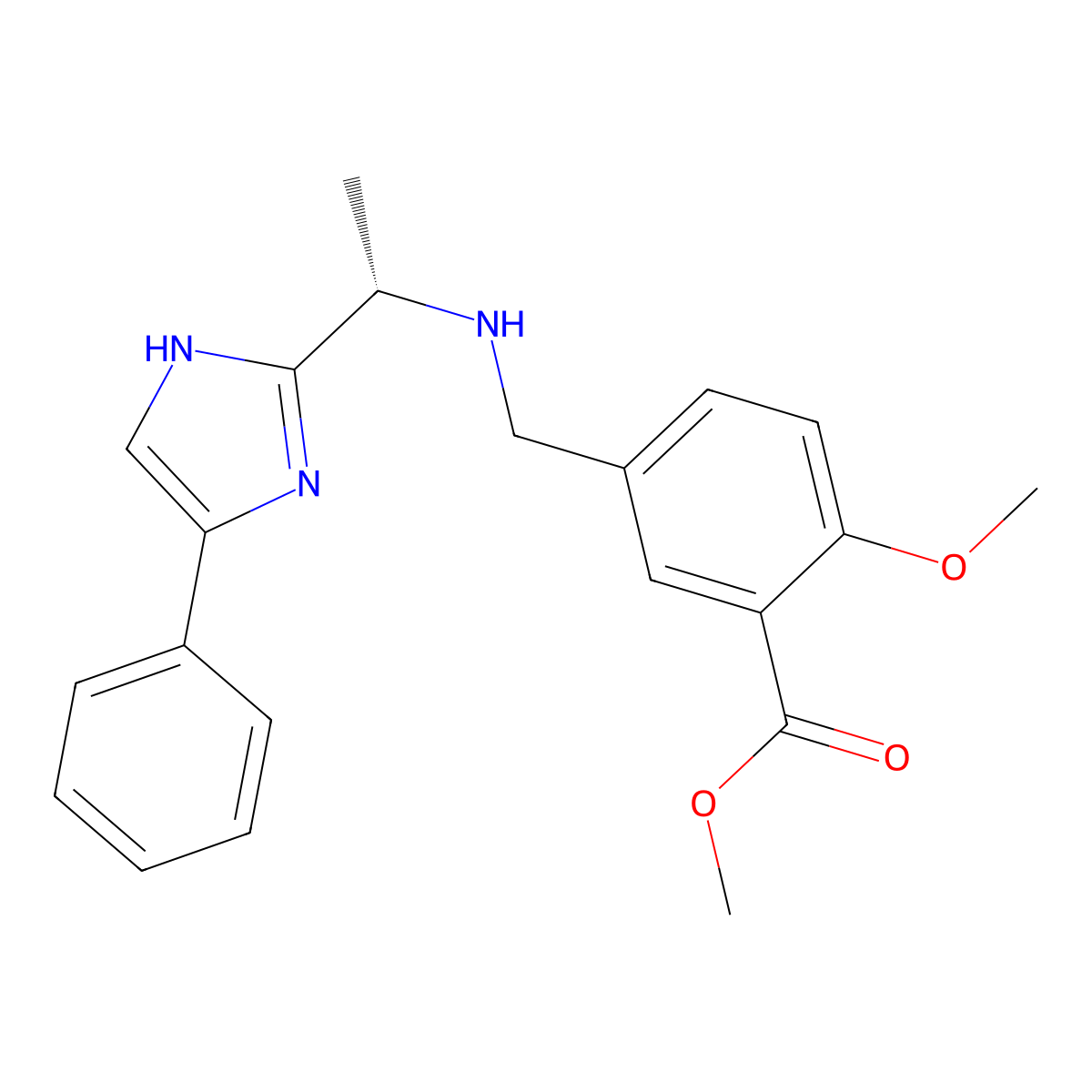 (S)-Methyl 2-Methoxy-5-((1-(4-phenyl-1H-imidazol-2-yl)ethylamino)methyl)benzoate molecular structure, CAS 1391712-57-4