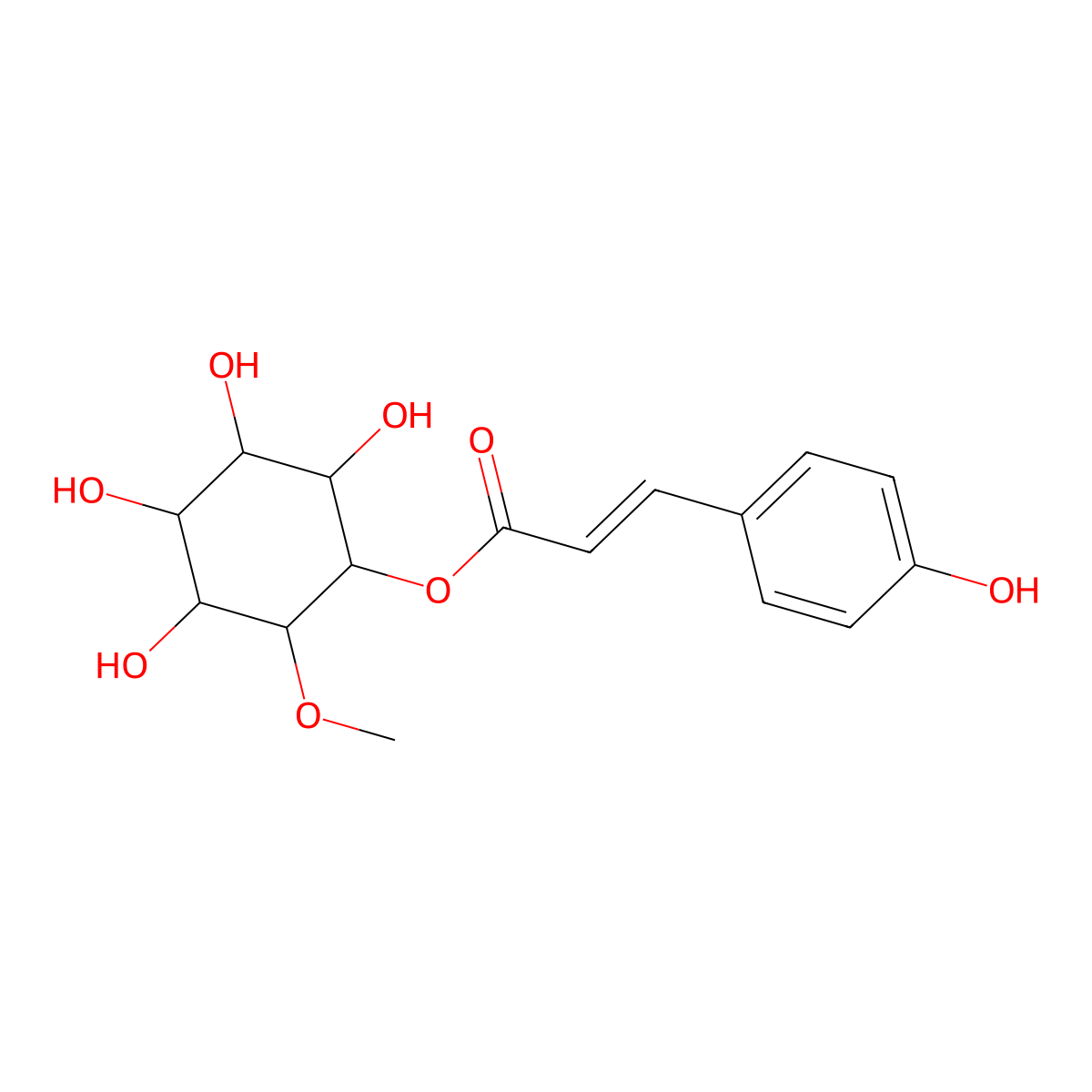 (e)-1-Methoxy-2-o-(p-coumaroyl)-myo-inositol molecular structure, CAS 1391715-18-6