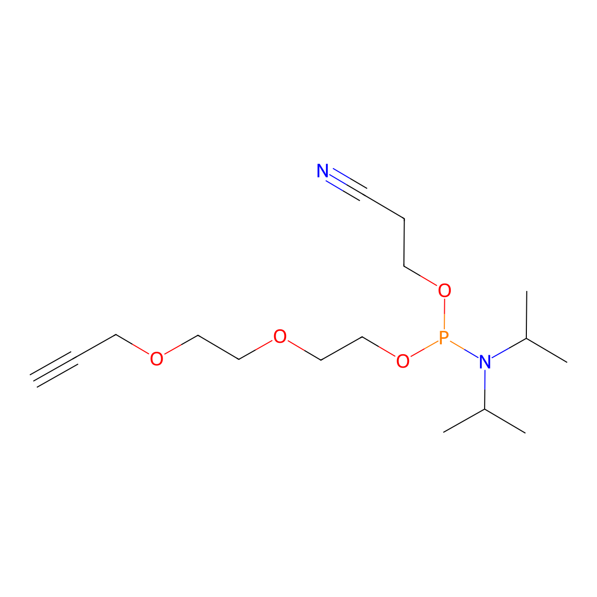 Propargyl-PEG3-1-O-(b-cyanoethyl-N,N-diisopropyl)phosphoramidite molecular structure, CAS 1391728-01-0