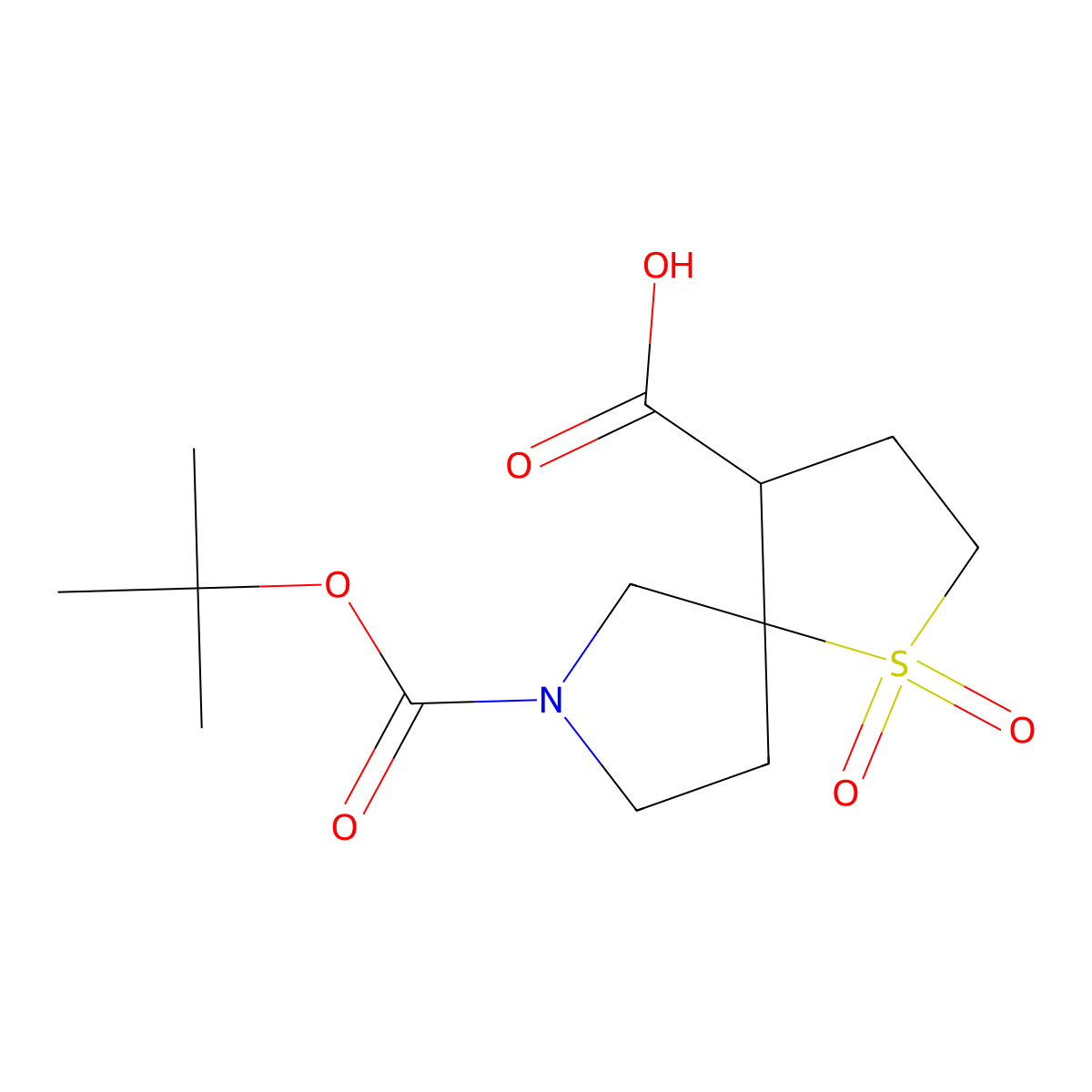 7-(Tert-butoxycarbonyl)-1-thia-7-azaspiro[4.4]nonane-4-carboxylic acid 1,1-dioxide molecular structure, CAS 1391732-62-9