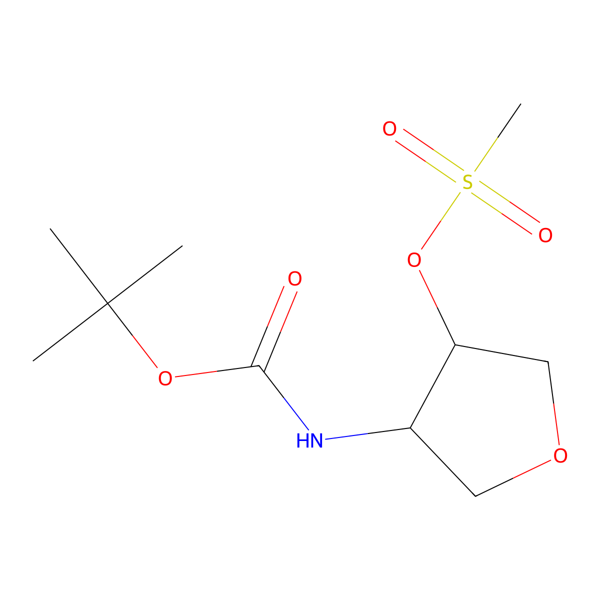 4-(Tert-butoxycarbonylamino)tetrahydrofuran-3-YL methanesulfonate molecular structure, CAS 1391732-77-6