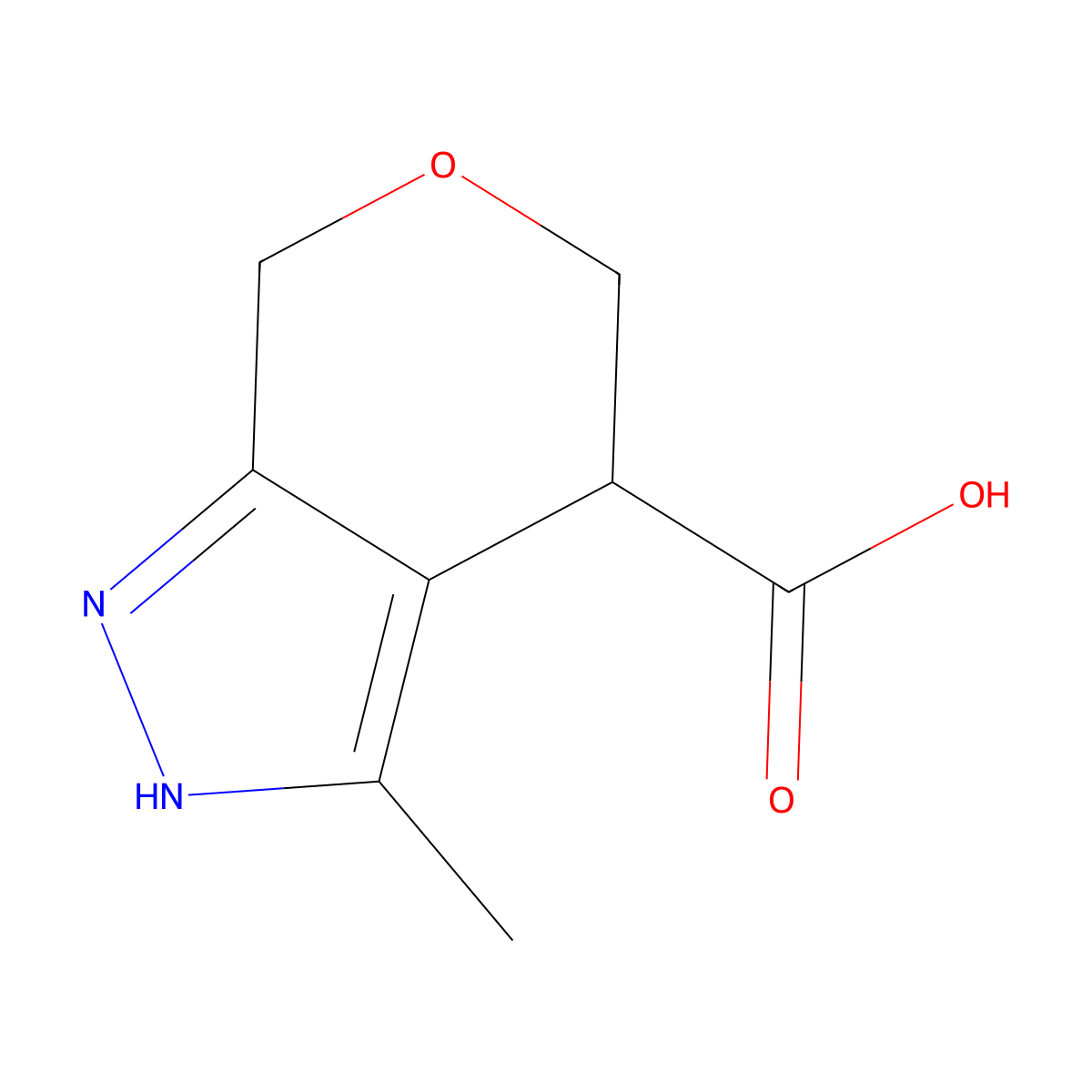 3-Methyl-1,4,5,7-tetrahydropyrano[3,4-c]pyrazole-4-carboxylic acid molecular structure, CAS 1391732-91-4