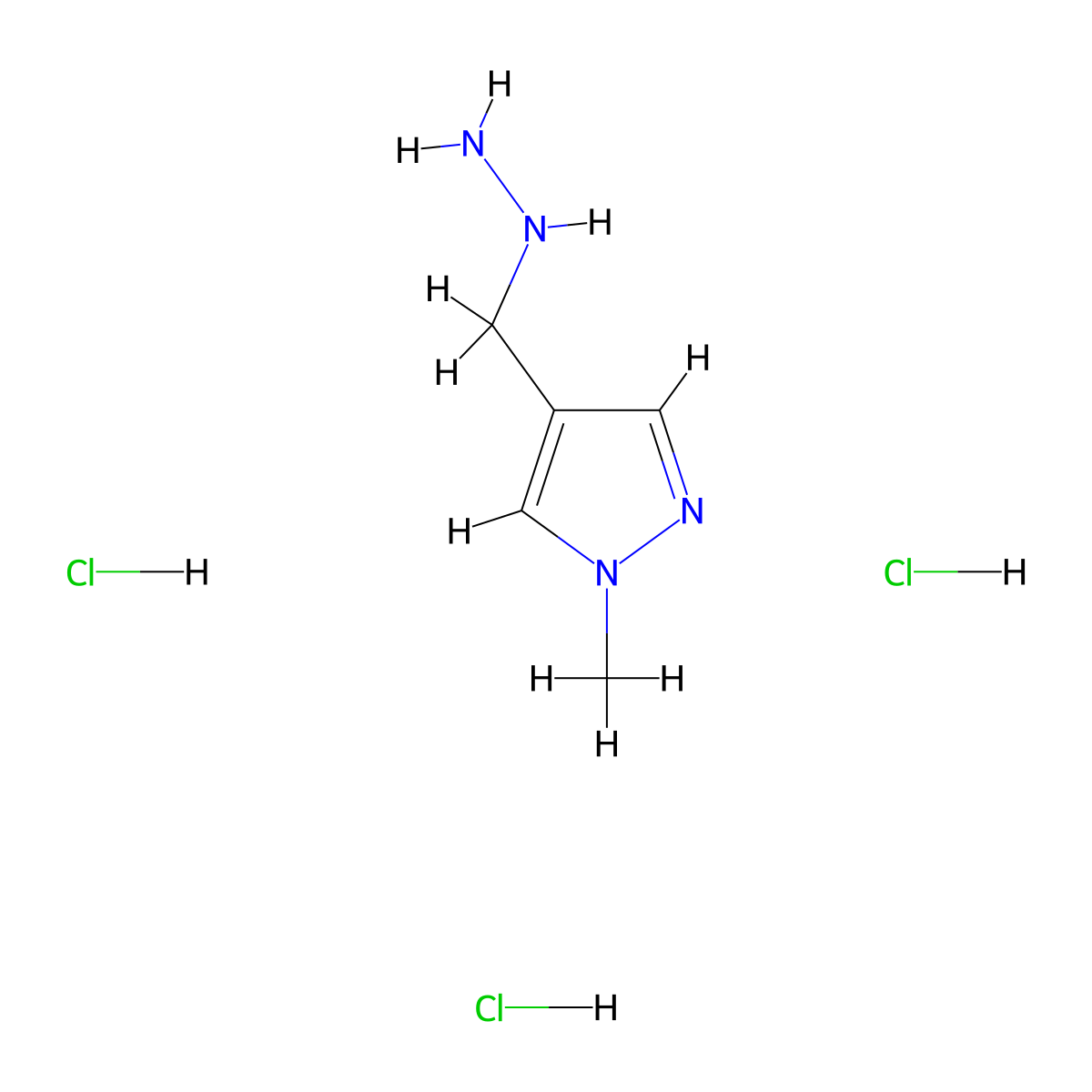 4-(Hydrazinylmethyl)-1-methyl-1H-pyrazole trihydrochloride molecular structure, CAS 1391733-00-8