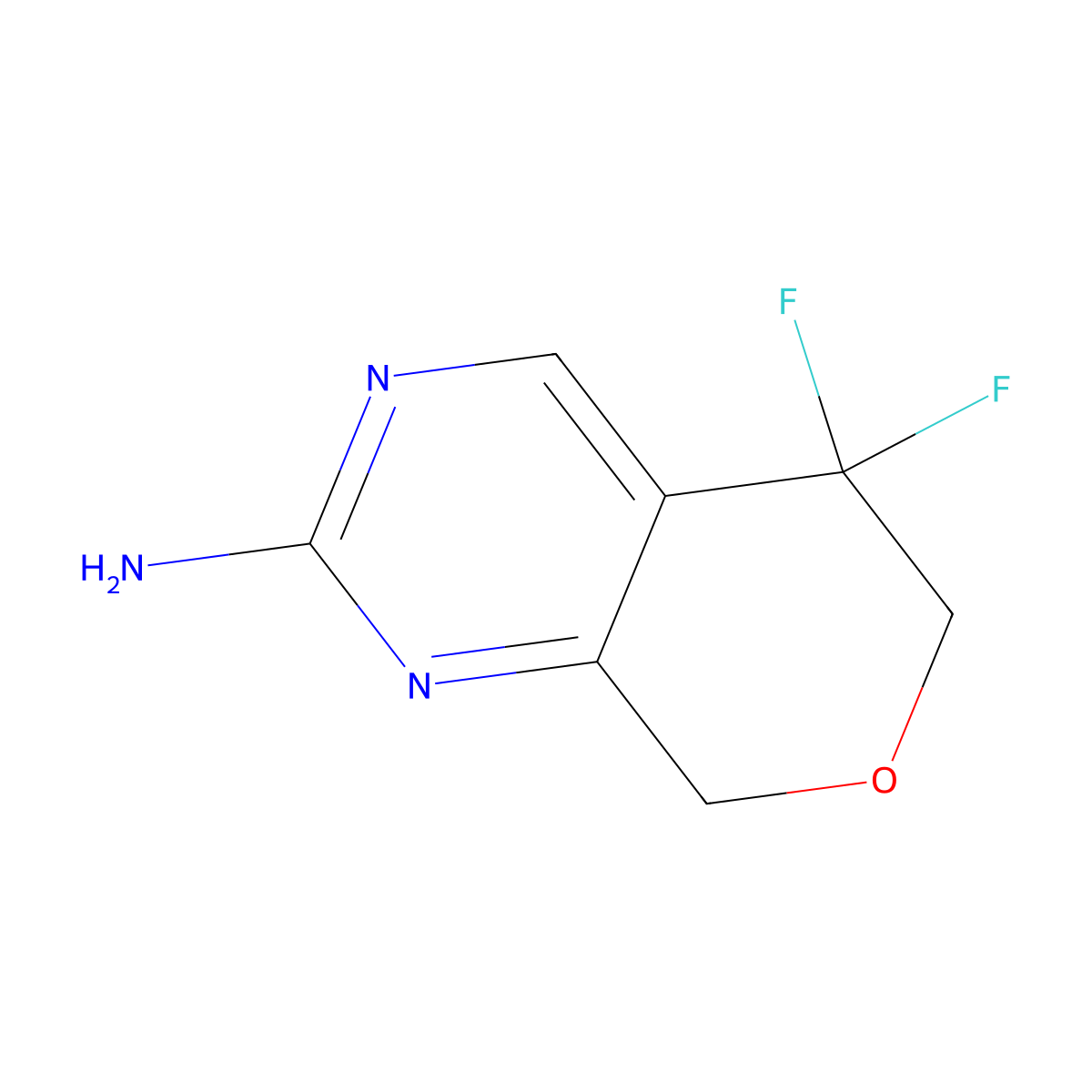 5,5-difluoro-6,8-dihydro-5H-pyrano[3,4-d]pyrimidin-2-amine molecular structure, CAS 1391733-01-9