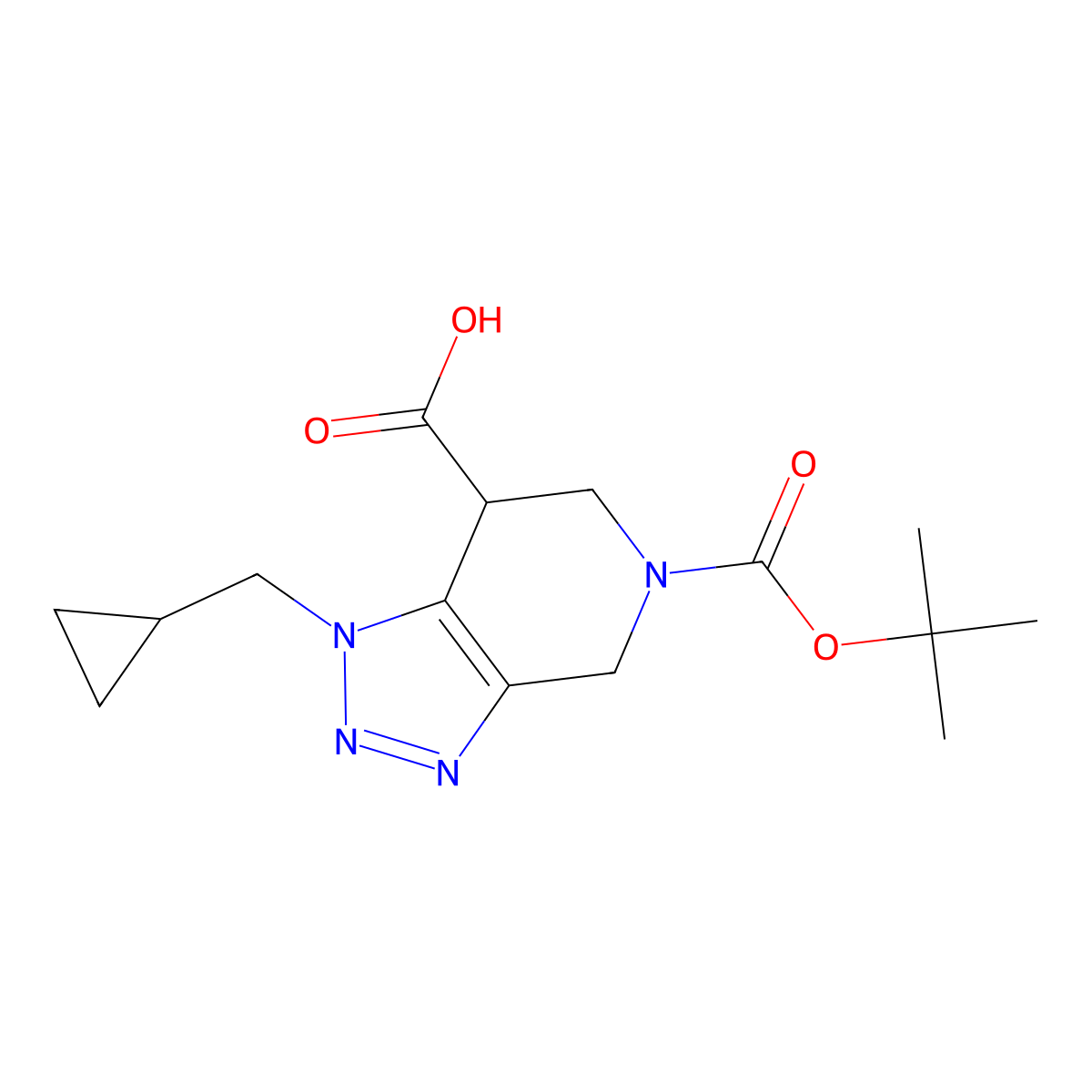 5-(tert-butoxycarbonyl)-1-(cyclopropylmethyl)-4,5,6,7-tetrahydro-1H-[1,2,3]triazolo[4,5-c]pyridine-7-carboxylic acid molecular structure, CAS 1391733-22-4