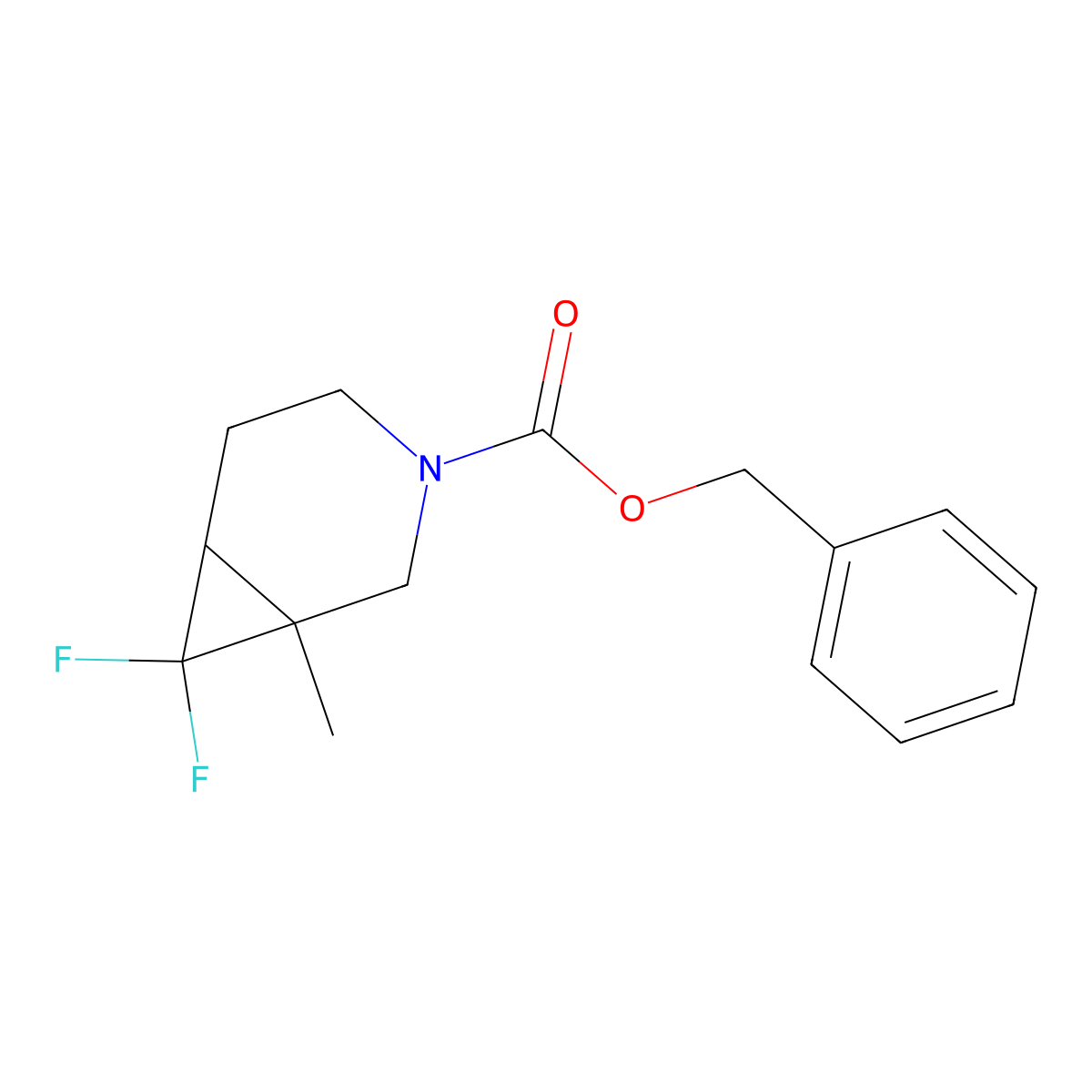 Benzyl 7,7-difluoro-1-methyl-3-azabicyclo[4.1.0]heptane-3-carboxylate molecular structure, CAS 1391733-30-4