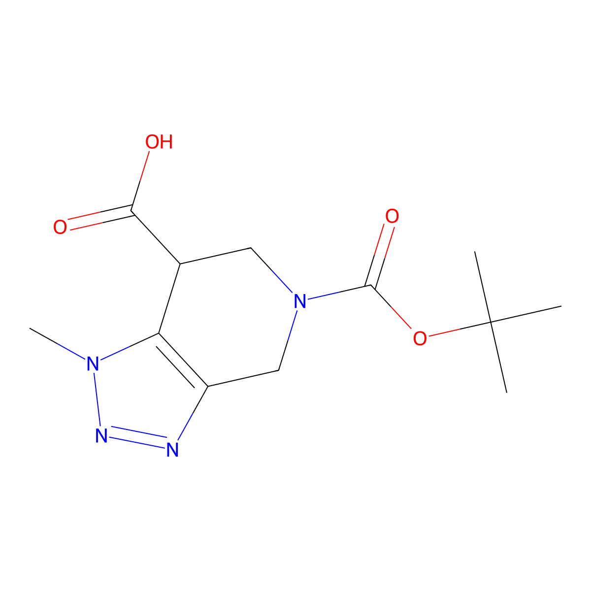 5-(tert-Butoxycarbonyl)-1-methyl-4,5,6,7-tetrahydro-1H-[1,2,3]triazolo[4,5-c]pyridine-7-carboxylic acid molecular structure, CAS 1391733-57-5