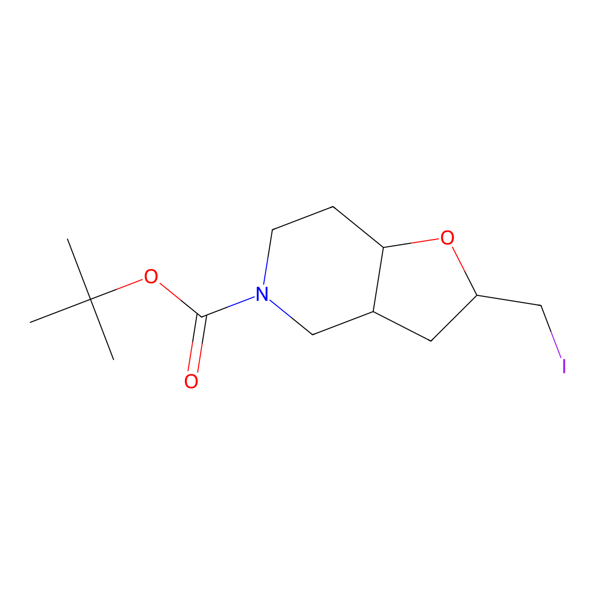 tert-butyl2-(iodomethyl)hexahydrofuro[3,2-c]pyridine-5(6H)-carboxylate molecular structure, CAS 1391733-64-4