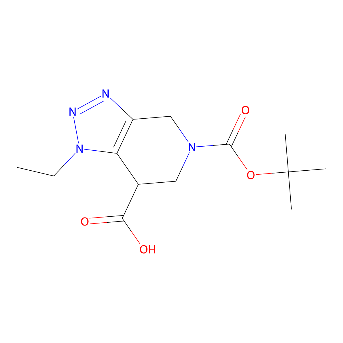 5-(tert-butoxycarbonyl)-1-ethyl-4,5,6,7-tetrahydro-1H-[1,2,3]triazolo[4,5-c]pyridine-7-carboxylic acid molecular structure, CAS 1391733-65-5