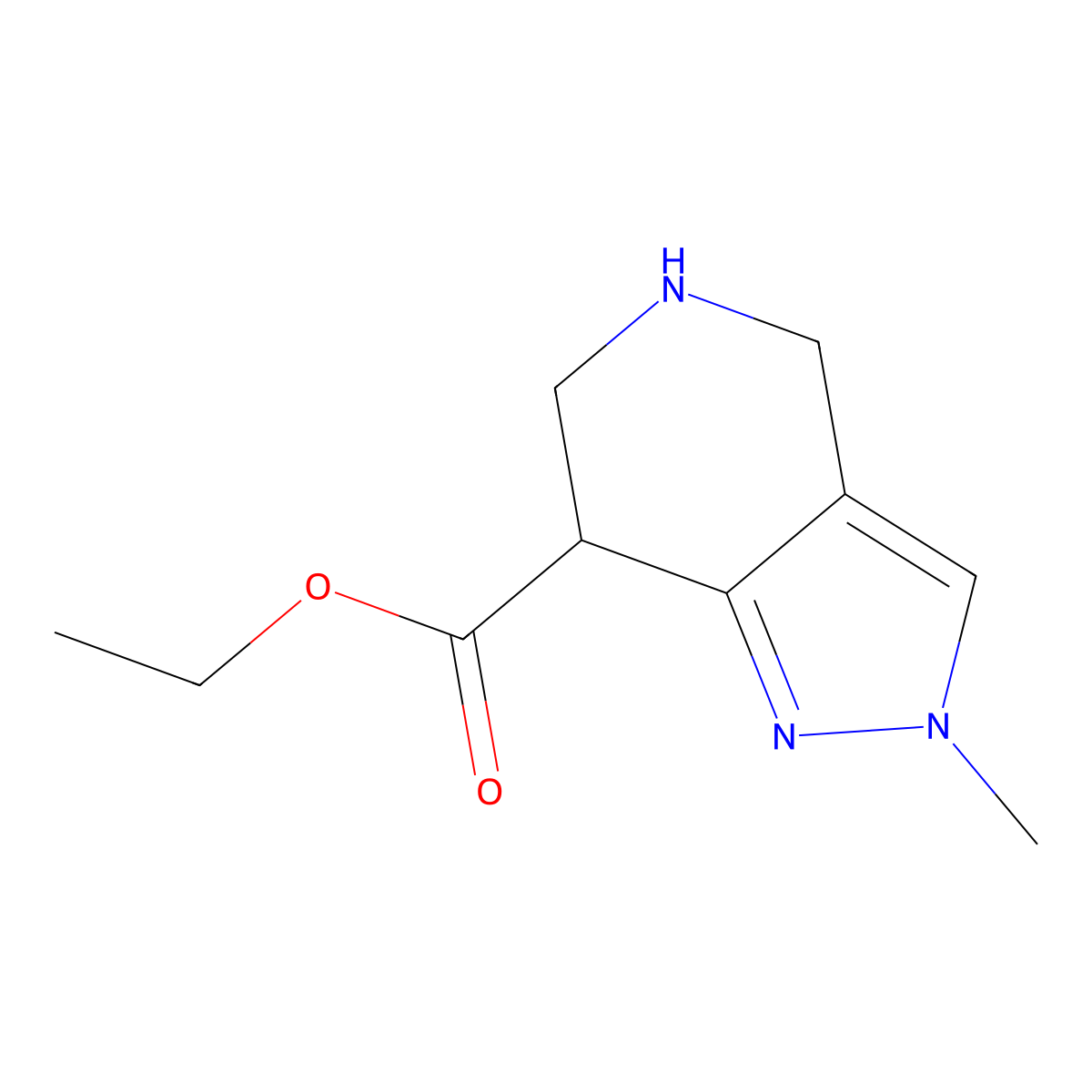 Ethyl 2-methyl-4,5,6,7-tetrahydro-2H-pyrazolo[4,3-c]pyridine-7-carboxylate molecular structure, CAS 1391733-95-1