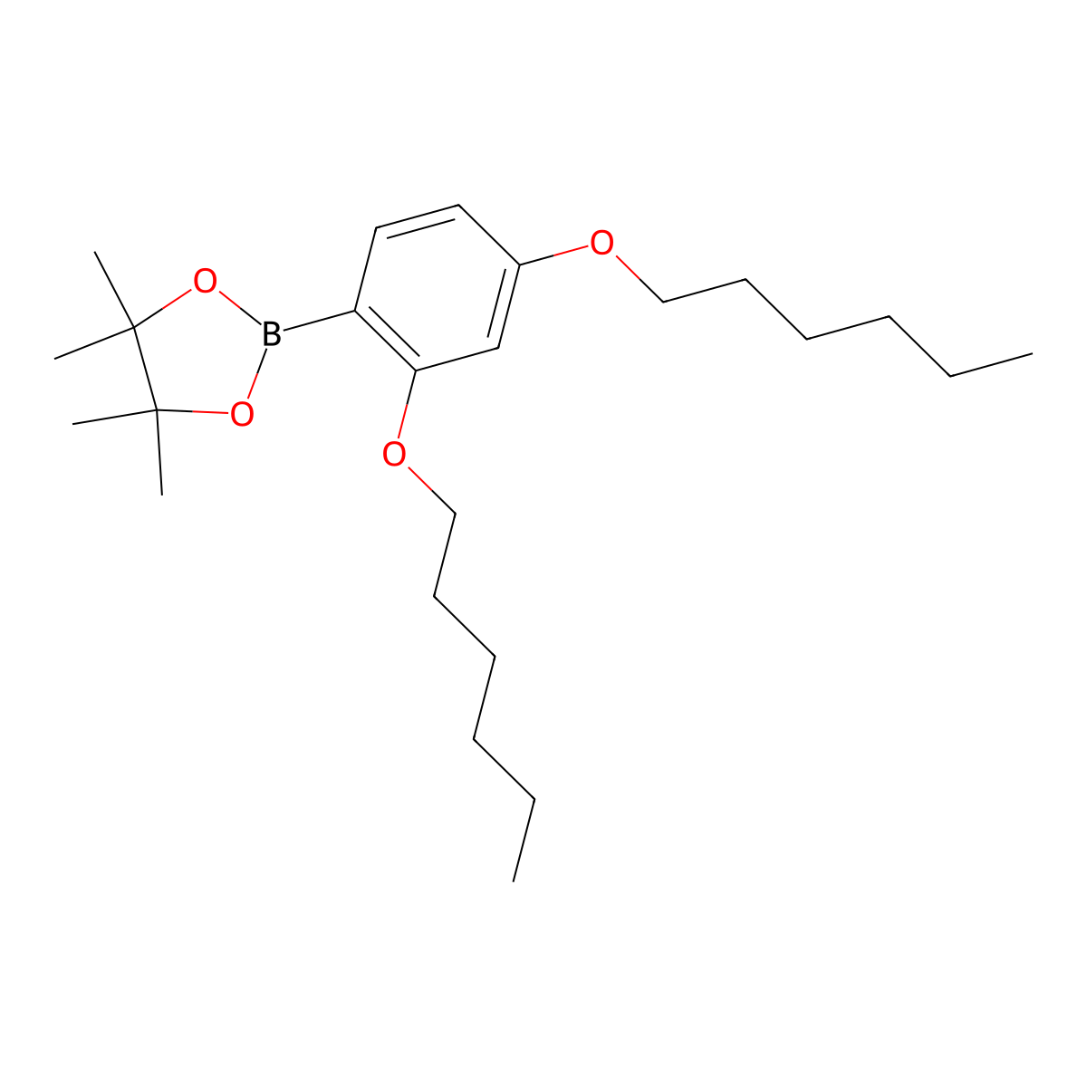 2-(2,4-Bis(hexyloxy)phenyl)-4,4,5,5-tetramethyl-1,3,2-dioxaborolane molecular structure, CAS 1391734-70-5