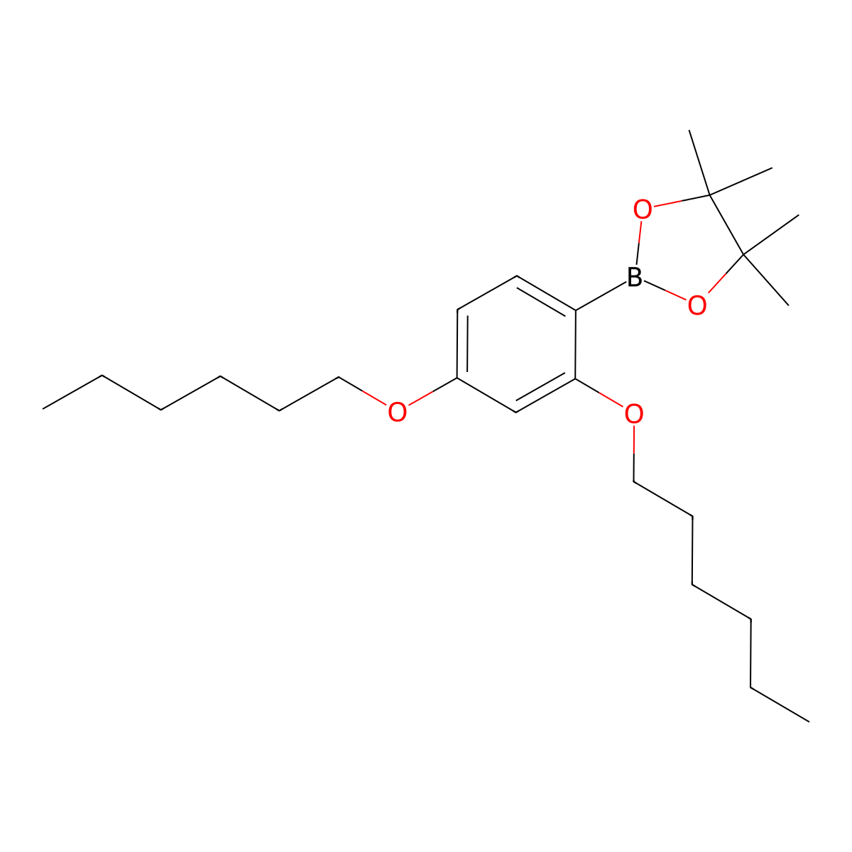 2-(2,4-Bis(hexyloxy)phenyl)-4,4,5,5-tetramethyl-1,3,2-dioxaborolane molecular structure, CAS 1391734-70-5
