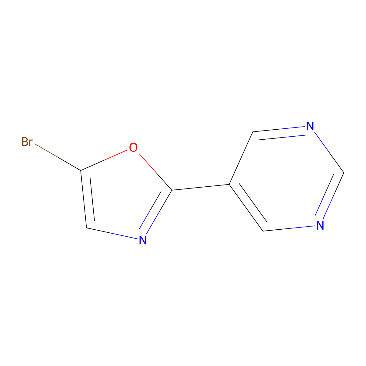 5-Bromo-2-(pyrimidin-5-yl)oxazole molecular structure, CAS 1391737-90-8
