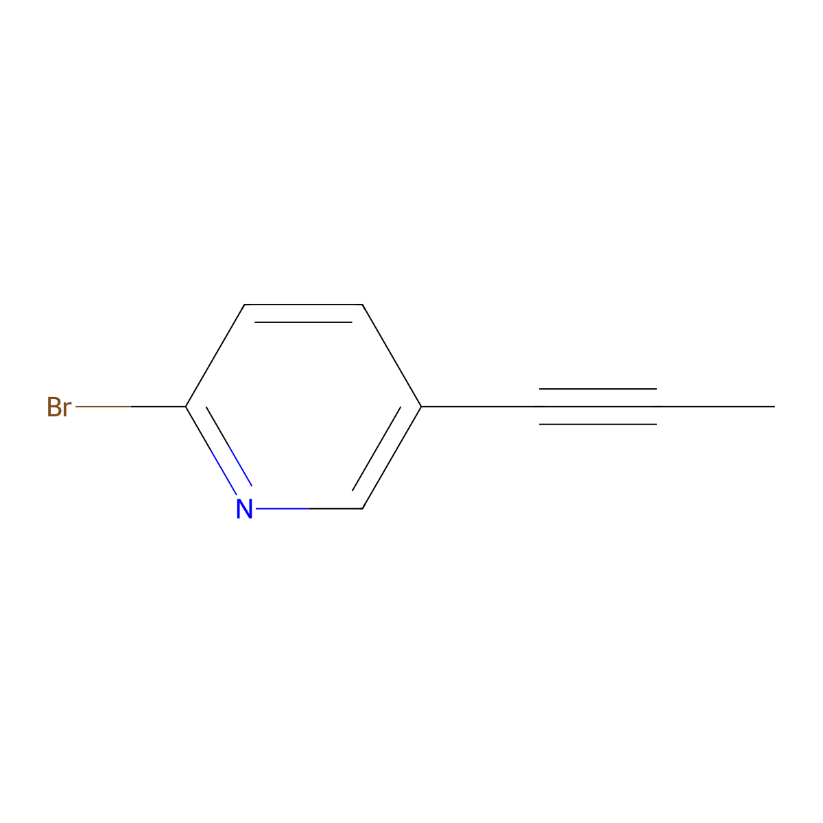 2-Bromo-5-(prop-1-yn-1-yl)pyridine molecular structure, CAS 1391738-35-4