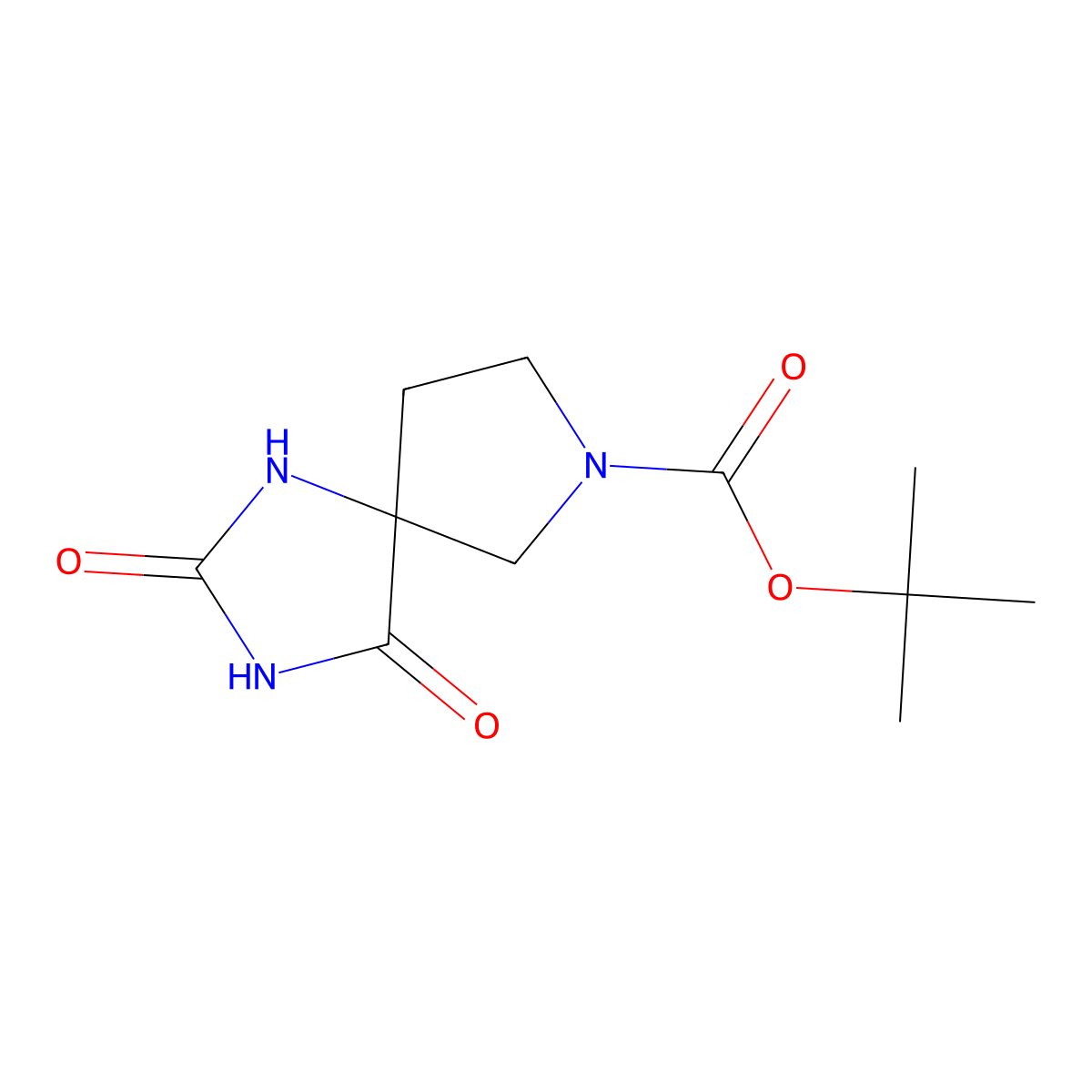 Tert-butyl 2,4-dioxo-1,3,7-triazaspiro(4.4)nonane-7-carboxylate molecular structure, CAS 1391738-60-5