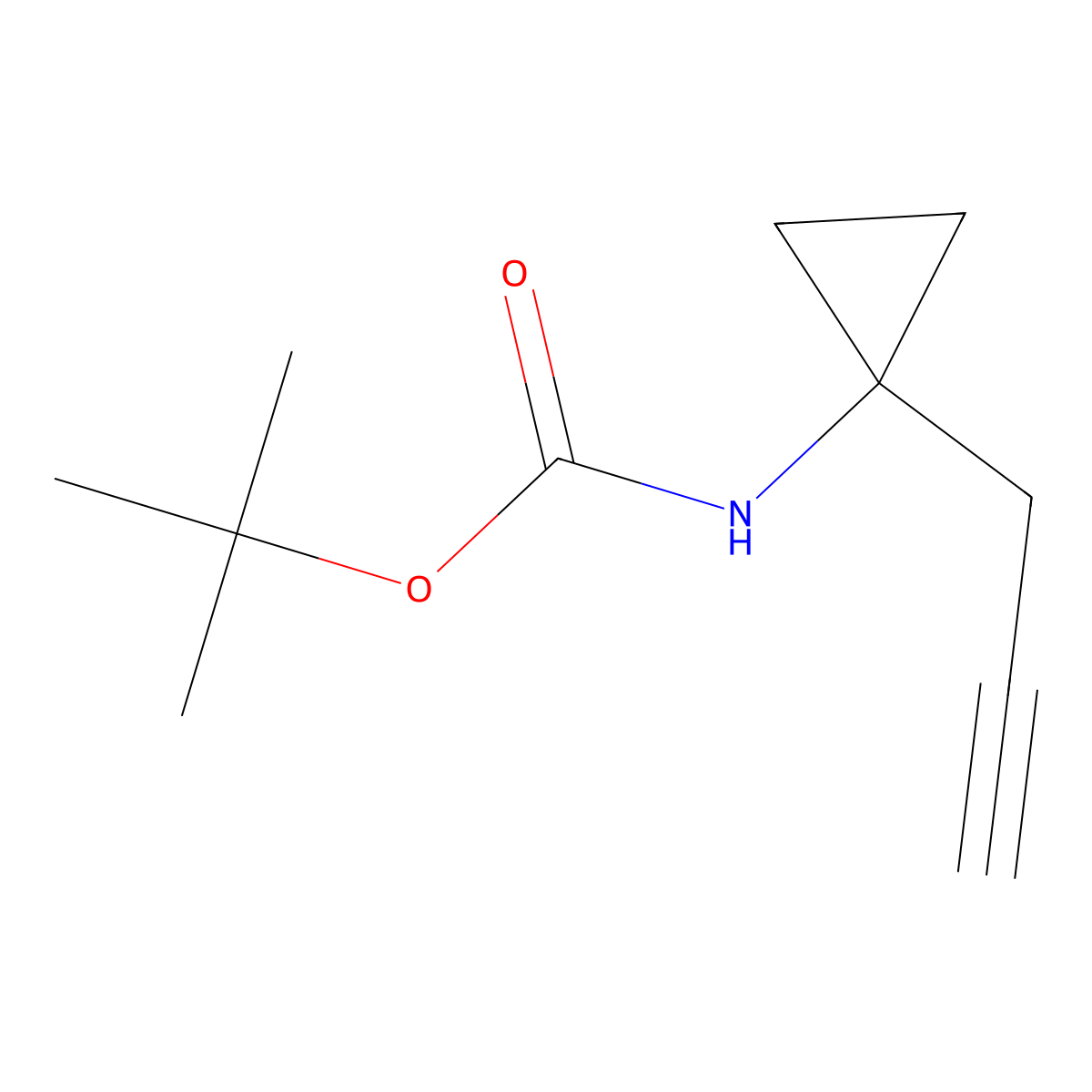 tert-butyl N-(1-(prop-2-yn-1-yl)cyclopropyl)carbamate molecular structure, CAS 1391738-62-7