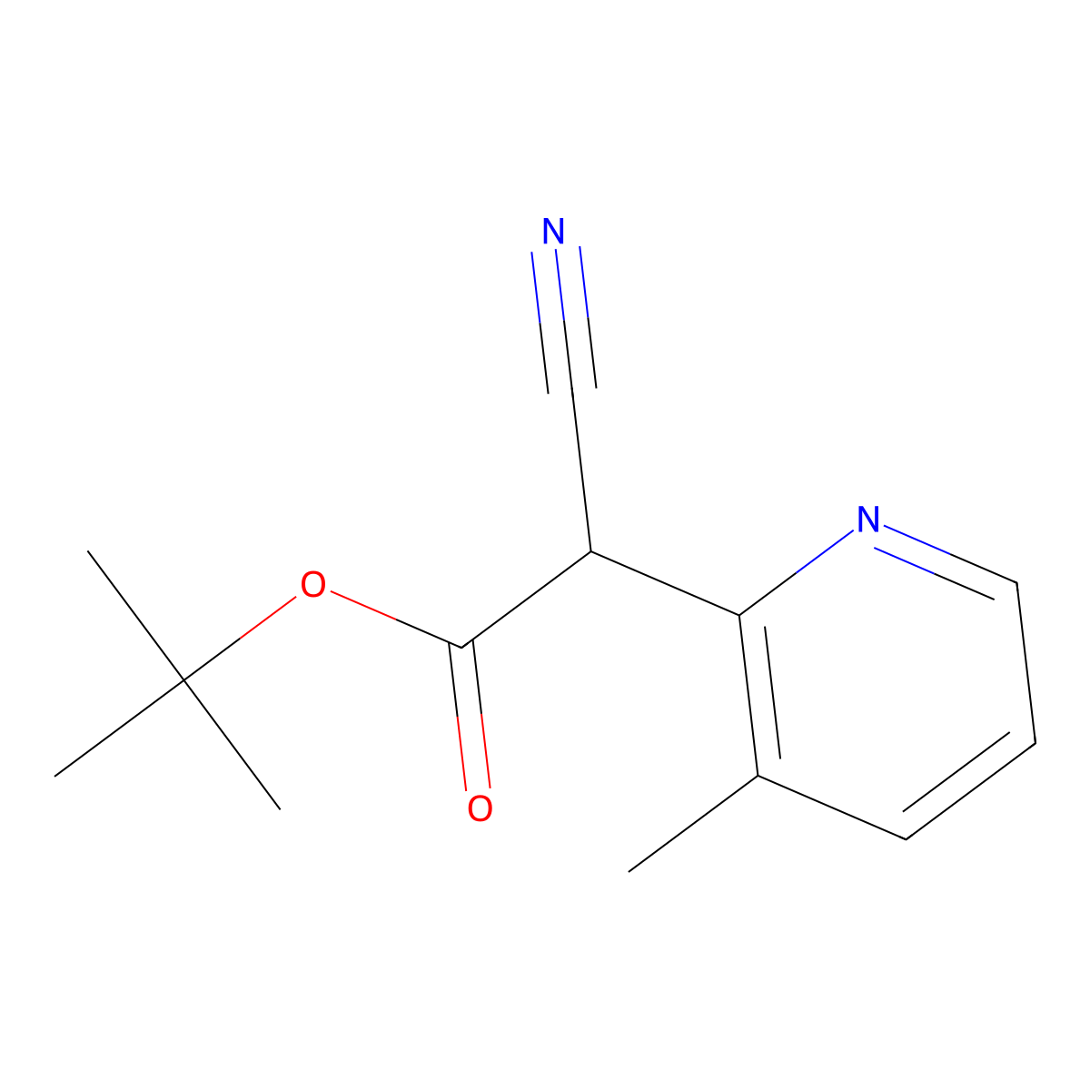 Tert-butyl 2-cyano-2-(3-methylpyridin-2-yl)acetate molecular structure, CAS 1391740-16-1
