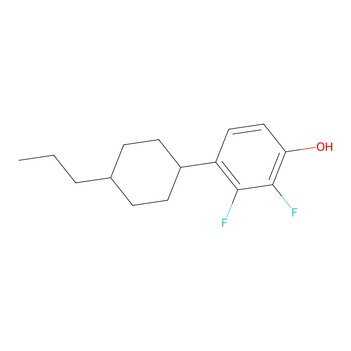 2,3-Difluoro-4-(4-propylcyclohexyl)phenol molecular structure, CAS 1391744-32-3