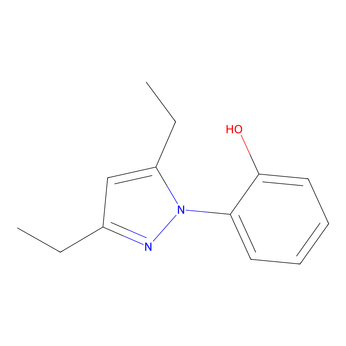 2-(3,5-diethyl-1H-pyrazol-1-yl)phenol molecular structure, CAS 1391758-25-0