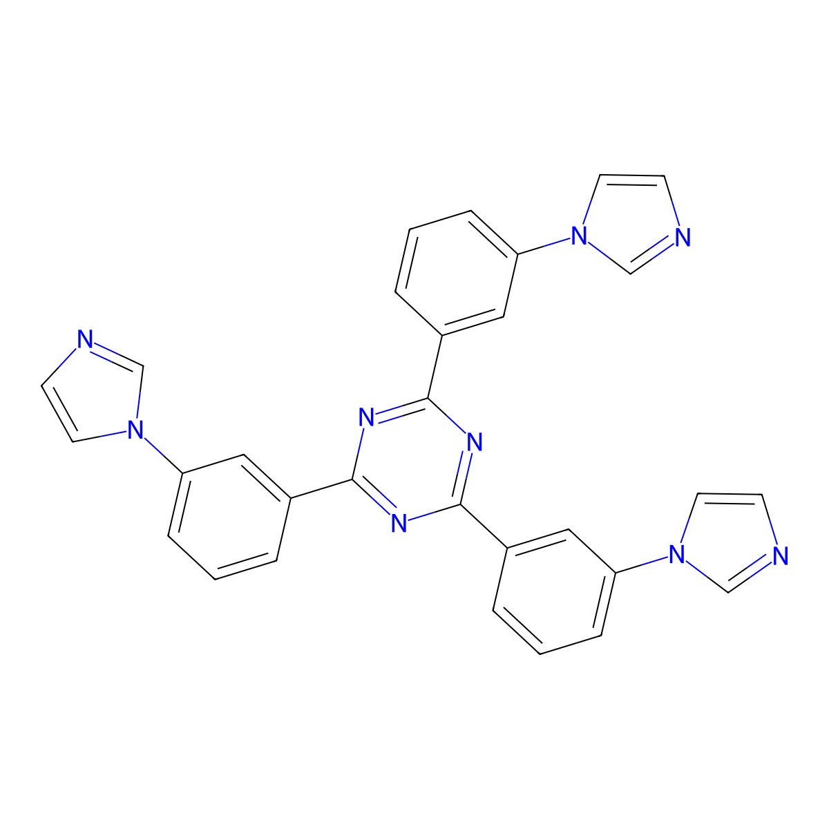 2,4,6-Tris[3-(1H-imidazol-1-yl)phenyl]-1,3,5-triazine molecular structure, CAS 1391759-99-1