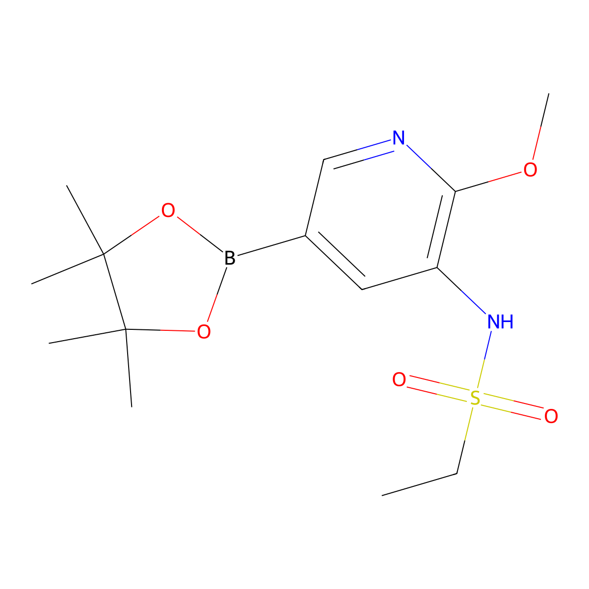 N-(2-Methoxy-5-(4,4,5,5-tetramethyl-1,3,2-dioxaborolan-2-yl)pyridin-3-yl)ethanesulfonamide molecular structure, CAS 1391763-51-1