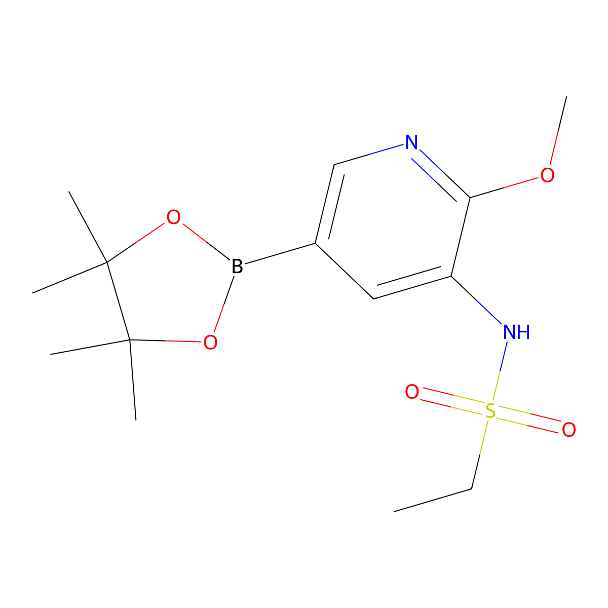 N-(2-Methoxy-5-(4,4,5,5-tetramethyl-1,3,2-dioxaborolan-2-yl)pyridin-3-yl)ethanesulfonamide molecular structure, CAS 1391763-51-1