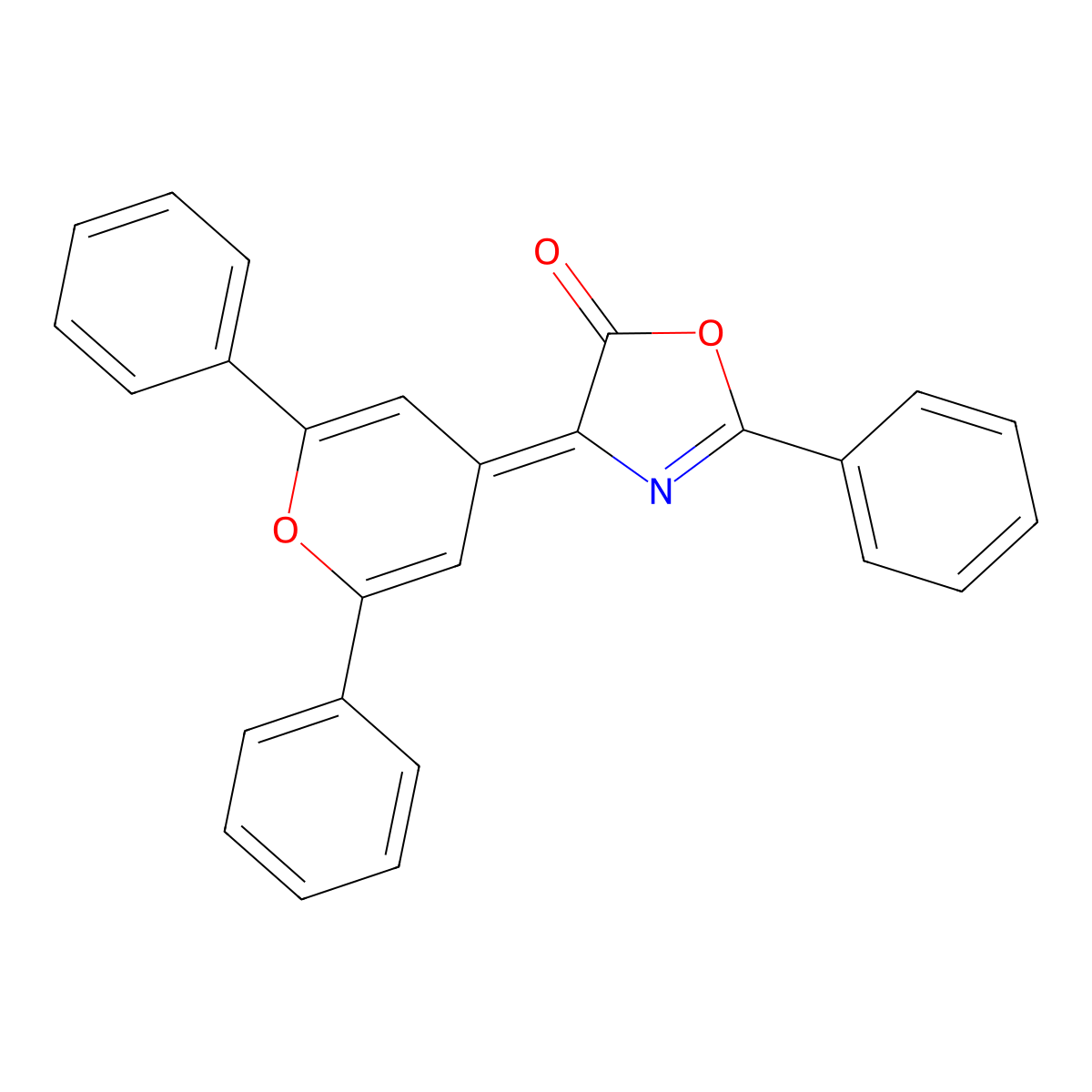4-(2,6-Diphenylpyran-4-ylidene)-2-phenyl-1,3-oxazol-5-one molecular structure, CAS 13918-69-9