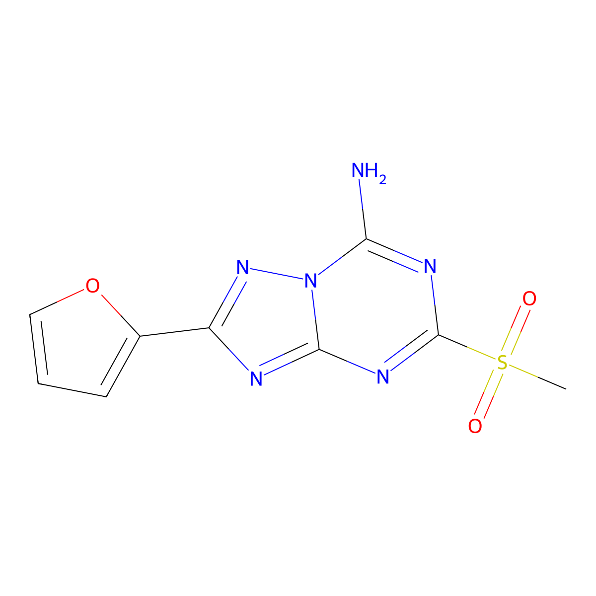 2-(Furan-2-yl)-5-(methylsulfonyl)-[1,2,4]triazolo[1,5-a][1,3,5]triazin-7-amine molecular structure, CAS 139181-28-5