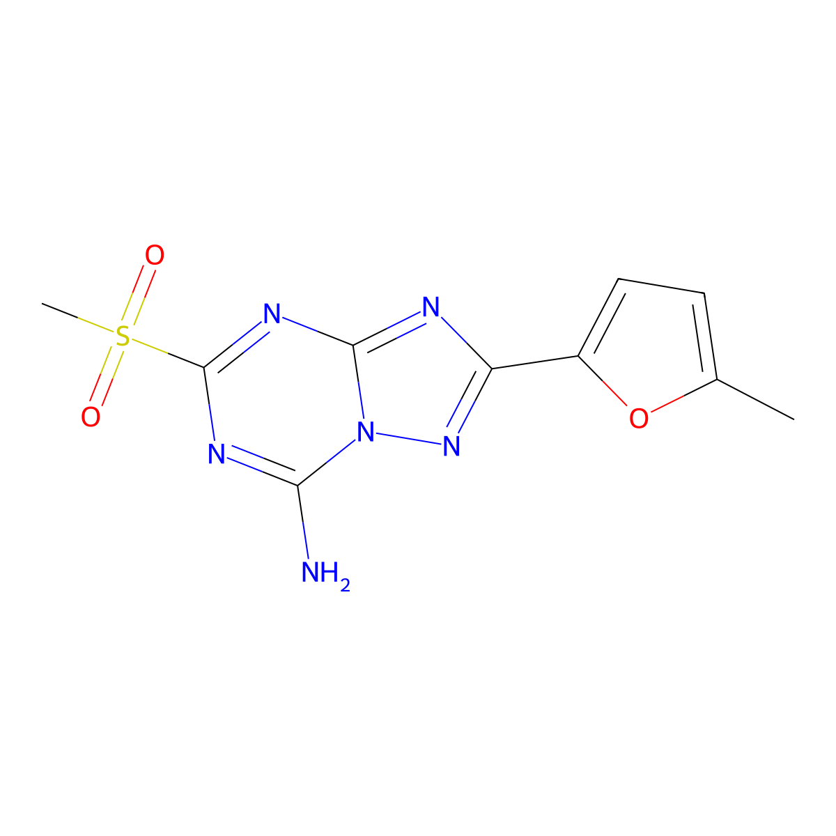2-(5-Methylfuran-2-yl)-5-(methylsulfonyl)-[1,2,4]triazolo[1,5-a][1,3,5]triazin-7-amine molecular structure, CAS 139181-30-9