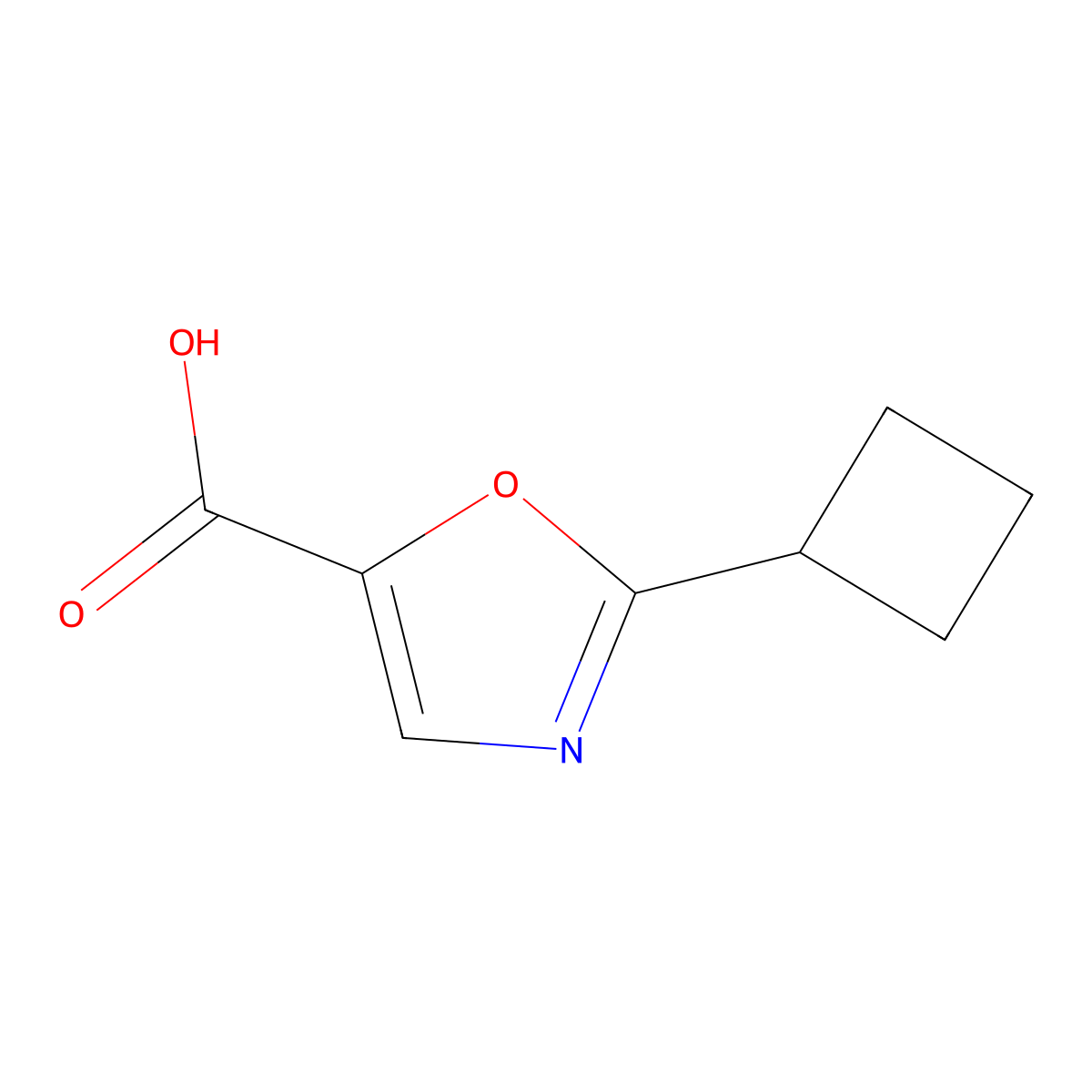 2-Cyclobutyl-1,3-oxazole-5-carboxylic acid molecular structure, CAS 1391828-88-8