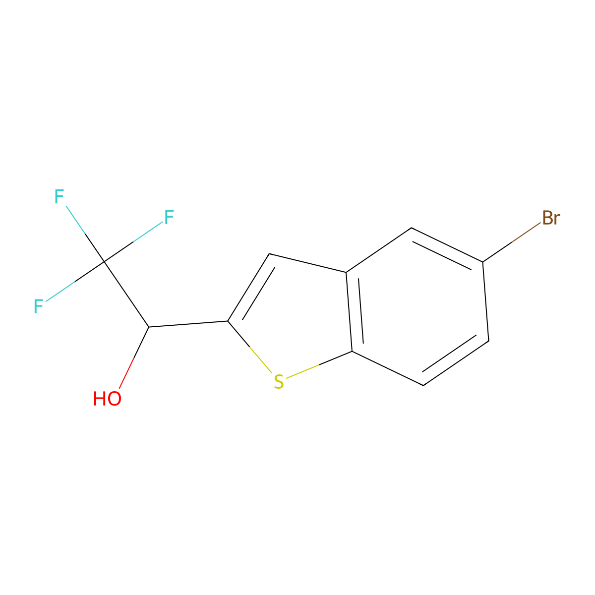 1-(5-Bromobenzo[b]thiophen-2-yl)-2,2,2-trifluoroethanol molecular structure, CAS 1391828-90-2