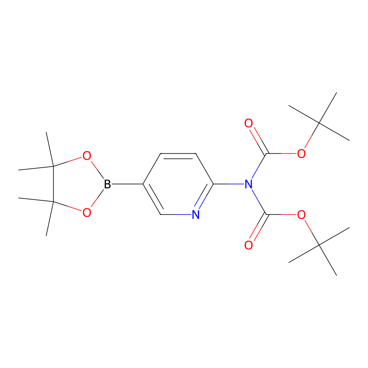 tert-ButylN-tert-butoxycarbonyl-N-[5-(4,4,5,5-tetramethyl-1,3,2-dioxaborolan-2-yl)-2-pyridyl]carbamate molecular structure, CAS 1391926-49-0