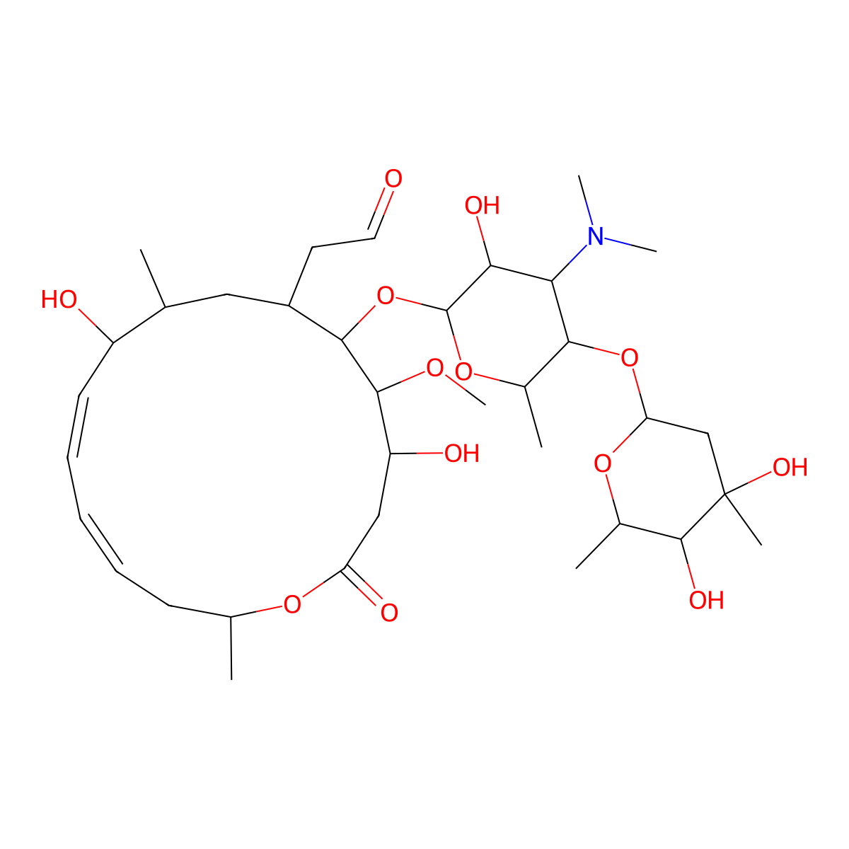 Leucomycin molecular structure, CAS 1392-21-8