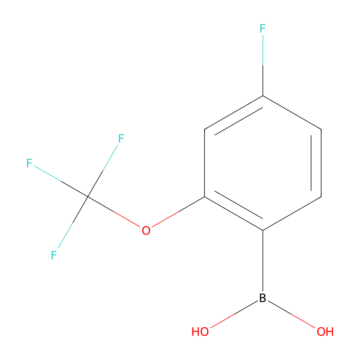 (4-Fluoro-2-(trifluoromethoxy)phenyl)boronic acid molecular structure, CAS 1392087-02-3
