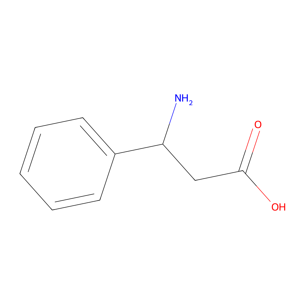 (3R)-3-amino-3-phenylpropanoic acid molecular structure, CAS 13921-90-9