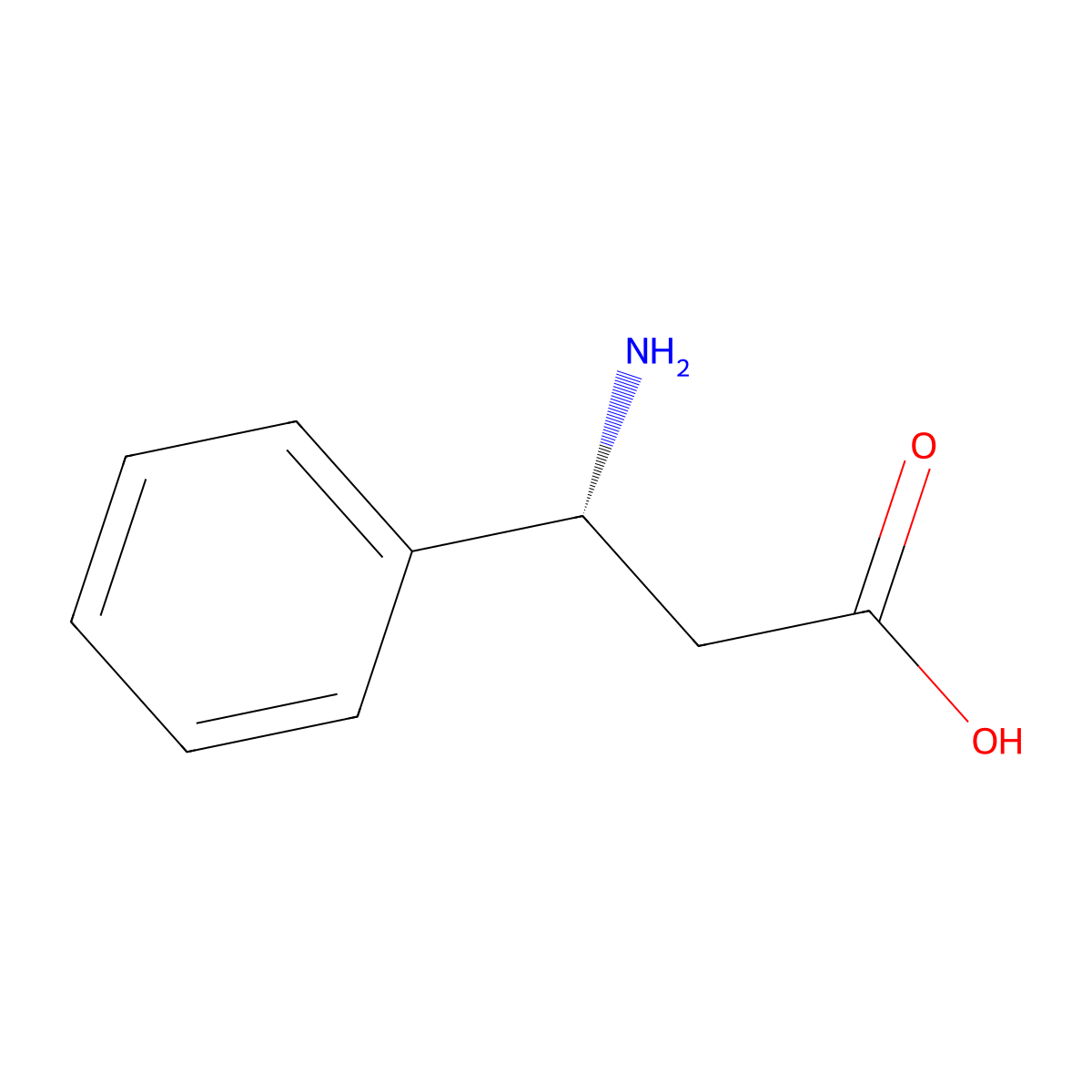 (3R)-3-amino-3-phenylpropanoic acid molecular structure, CAS 13921-90-9