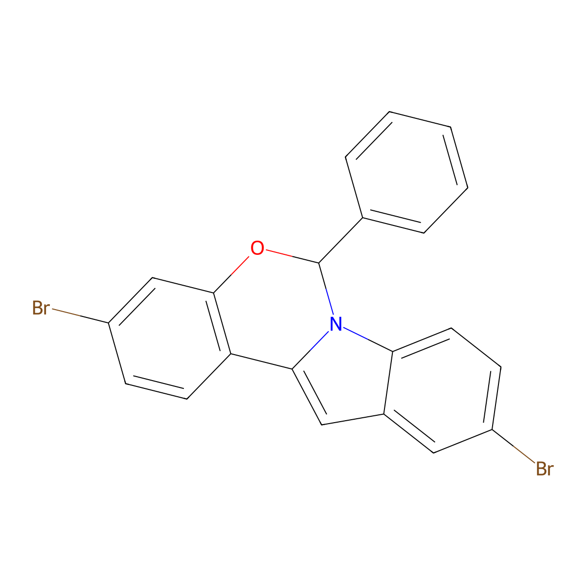 6H-Indolo[1,2-c][1,3]benzoxazine, 3,10-dibromo-6-phenyl-, (6S)- molecular structure, CAS 1392102-38-3