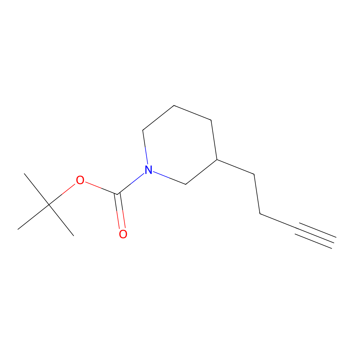 Tert-butyl 3-(but-3-yn-1-yl)piperidine-1-carboxylate molecular structure, CAS 1392109-97-5