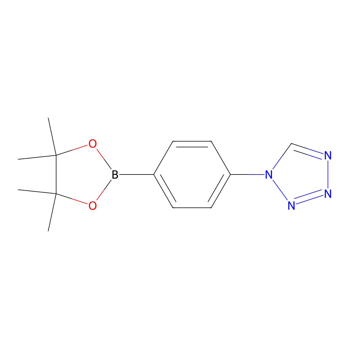 1-(4-(4,4,5,5-tetramethyl-1,3,2-dioxaborolan-2-yl)phenyl)-1H-tetrazole molecular structure, CAS 1392137-64-2