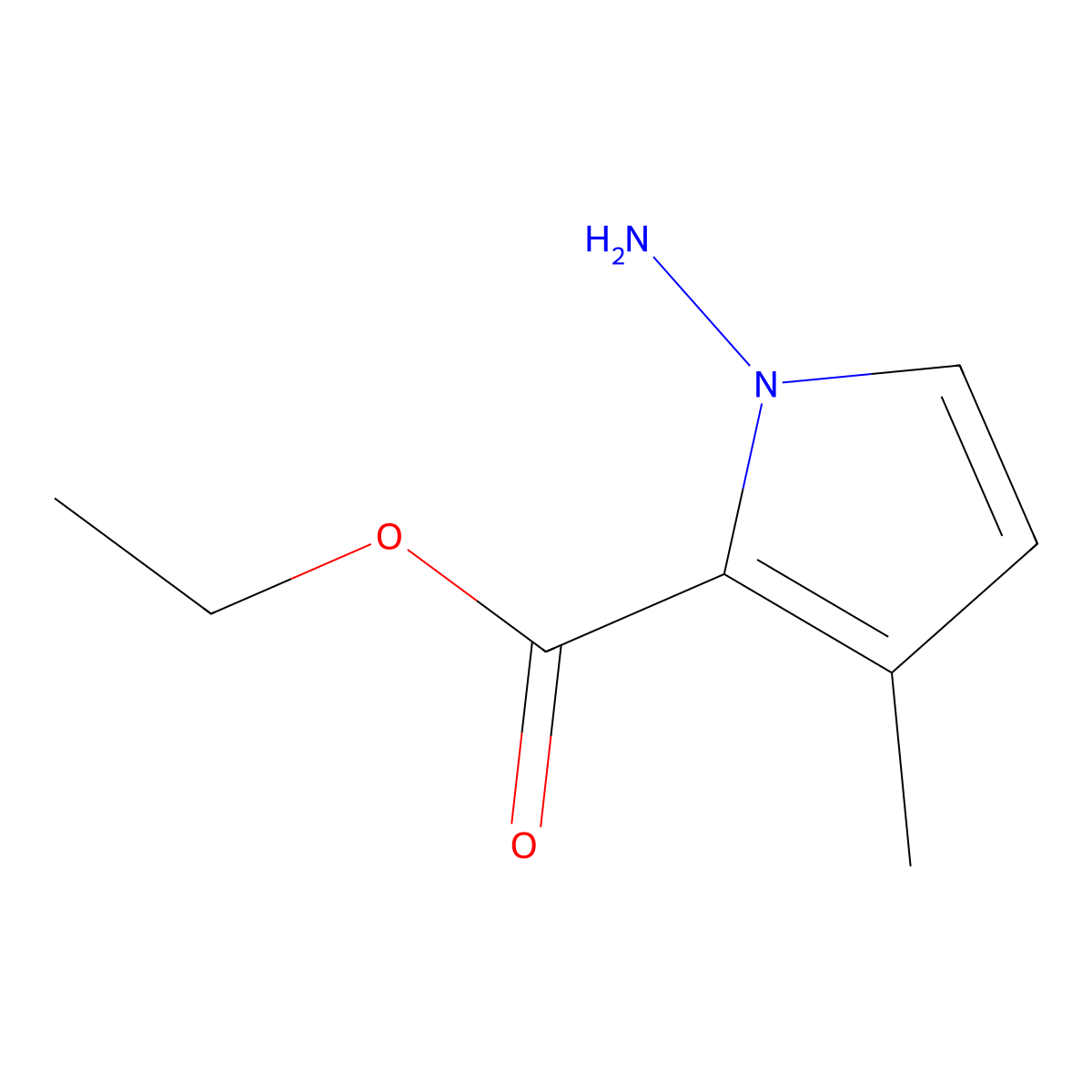 Ethyl 1-amino-3-methyl-1H-pyrrole-2-carboxylate molecular structure, CAS 1392140-56-5