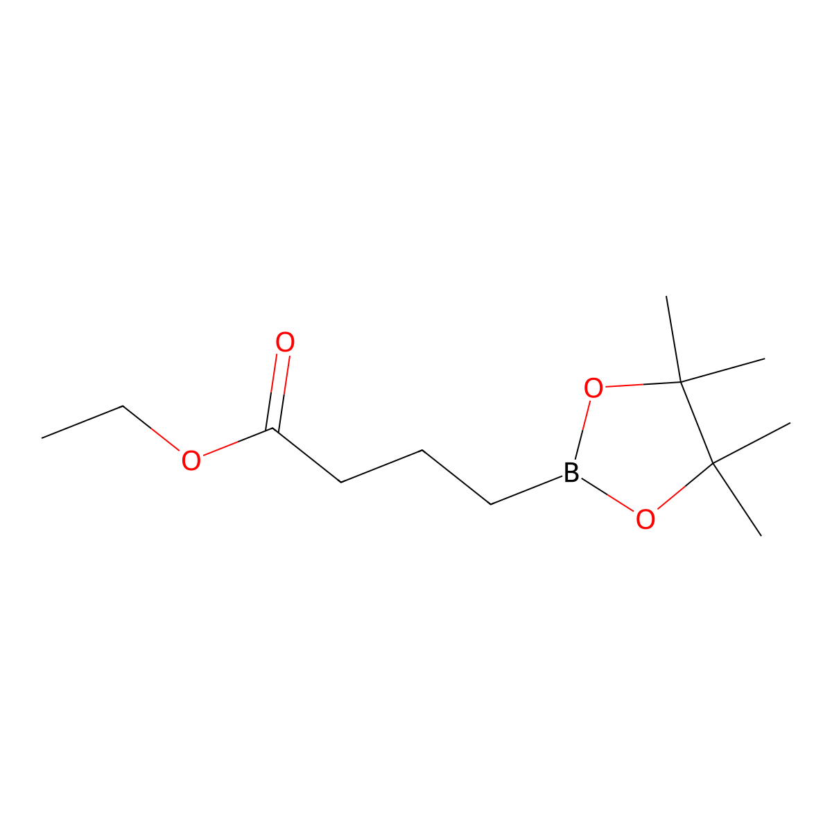 Ethyl 4-(4,4,5,5-tetramethyl-1,3,2-dioxaborolan-2-yl)butanoate molecular structure, CAS 1392140-97-4