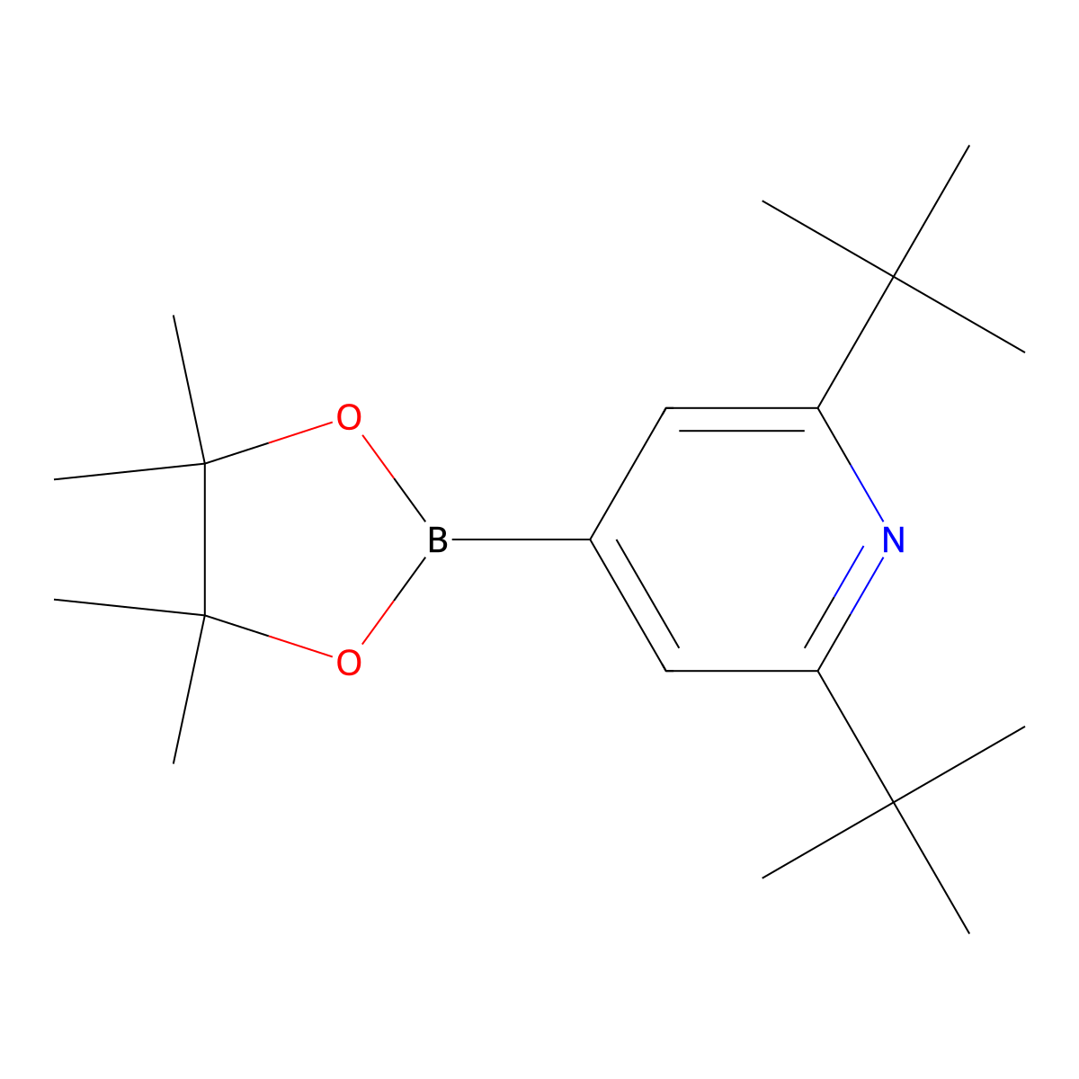 2,6-Di-tert-butyl-4-(4,4,5,5-tetramethyl-1,3,2-dioxaborolan-2-yl)pyridine molecular structure, CAS 1392146-23-4