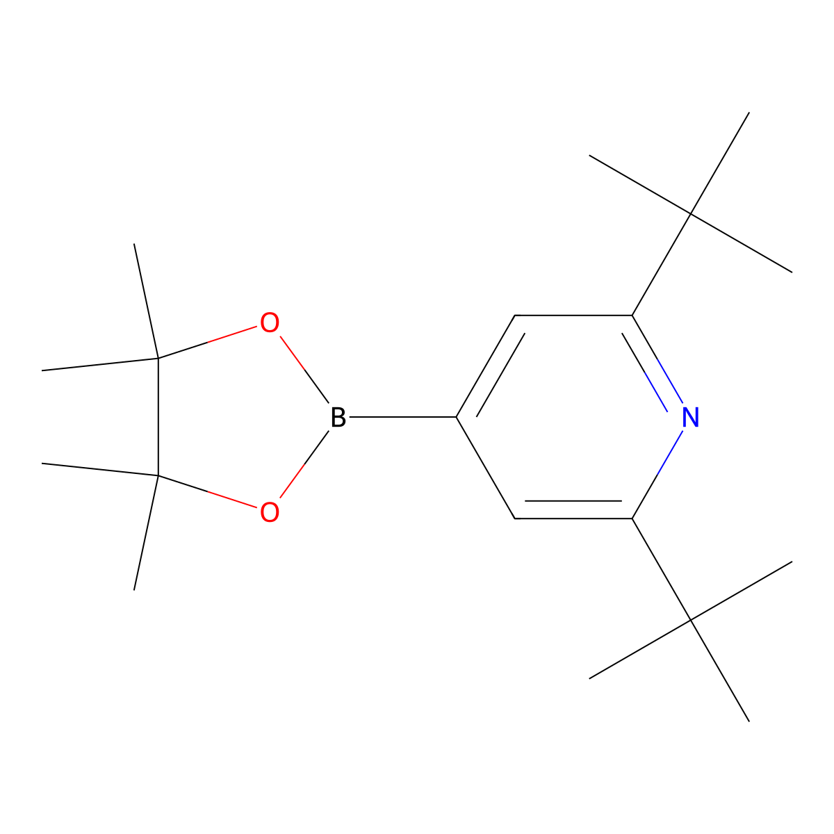 2,6-Di-tert-butyl-4-(4,4,5,5-tetramethyl-1,3,2-dioxaborolan-2-yl)pyridine molecular structure, CAS 1392146-23-4